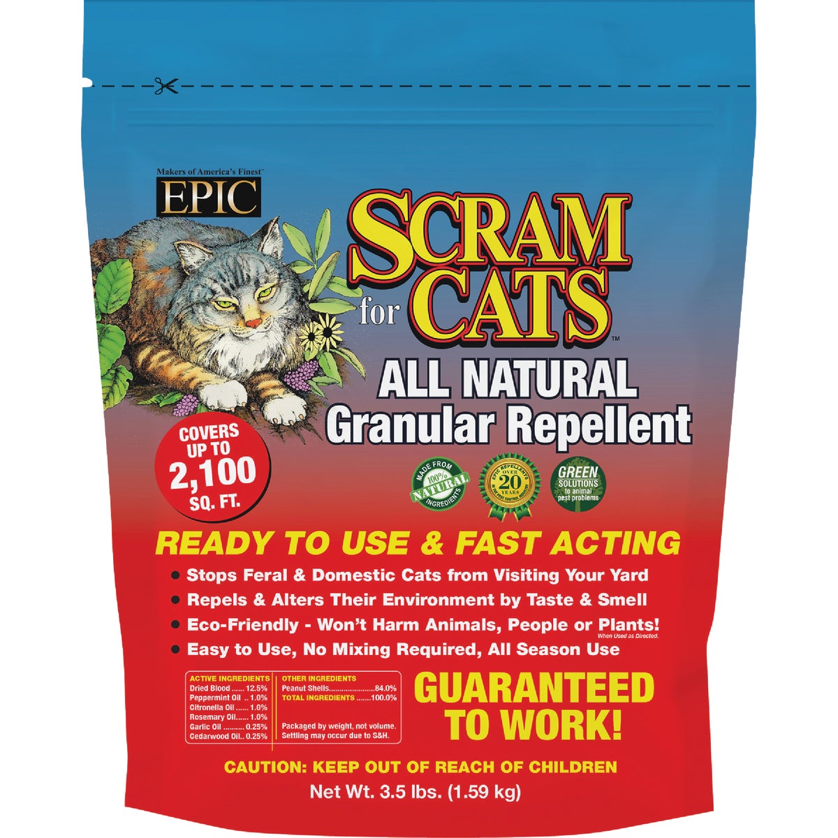 Scram For Cats 3.5 Lb. Granular Organic Animal Repellent