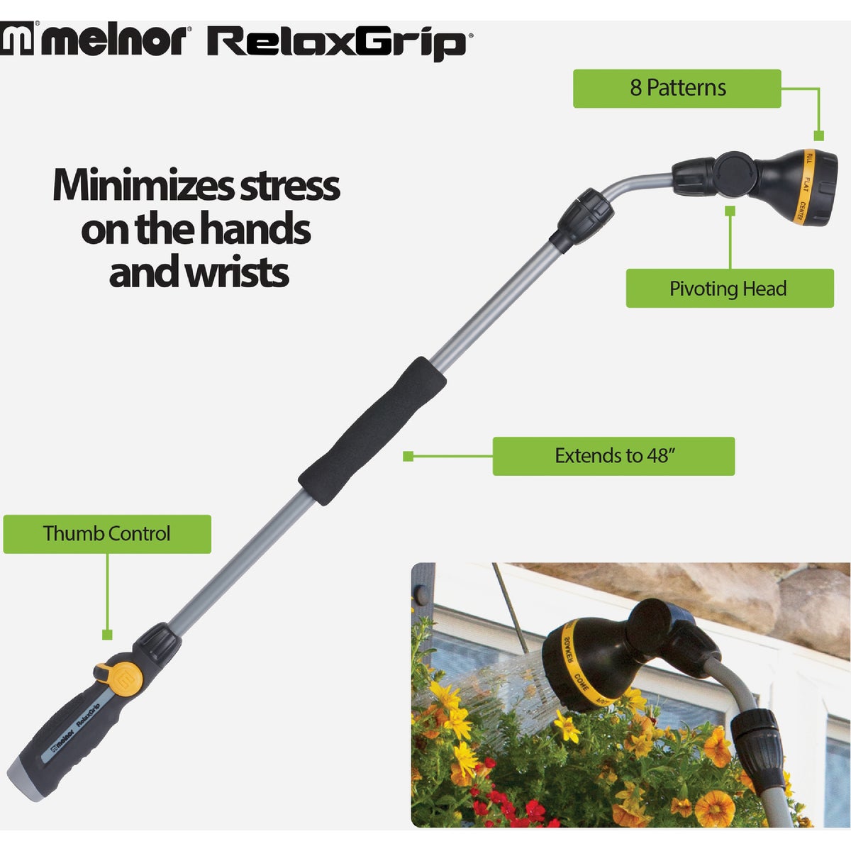 Melnor RelaxGrip 8-Pattern Watering Extension Wand Image 2