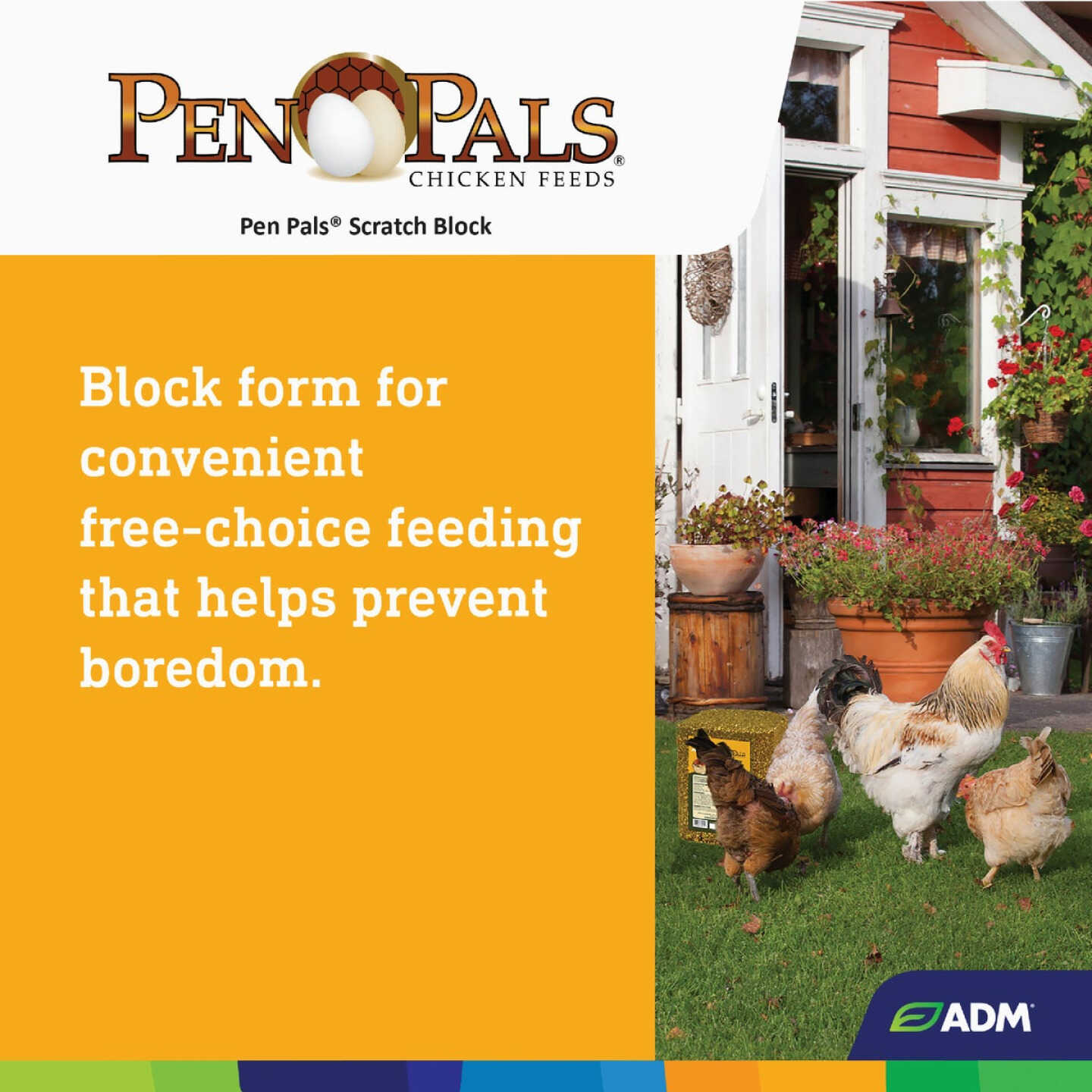 ADM Pen Pals 25 Lb. Poultry Scratch Block Chicken Feed Image 5