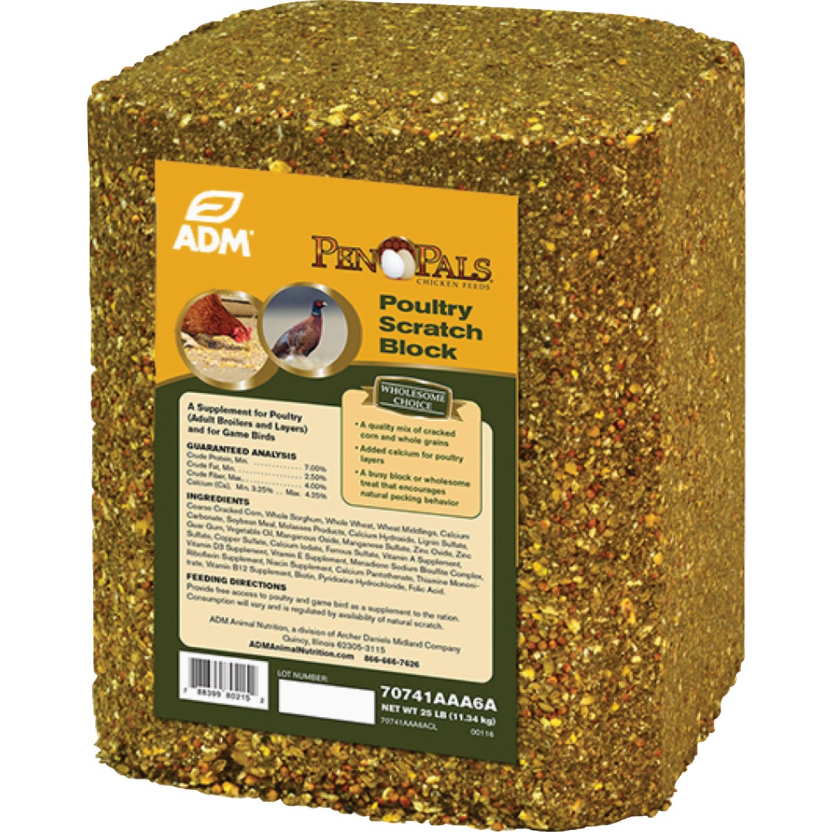 ADM Pen Pals 25 Lb. Poultry Scratch Block Chicken Feed