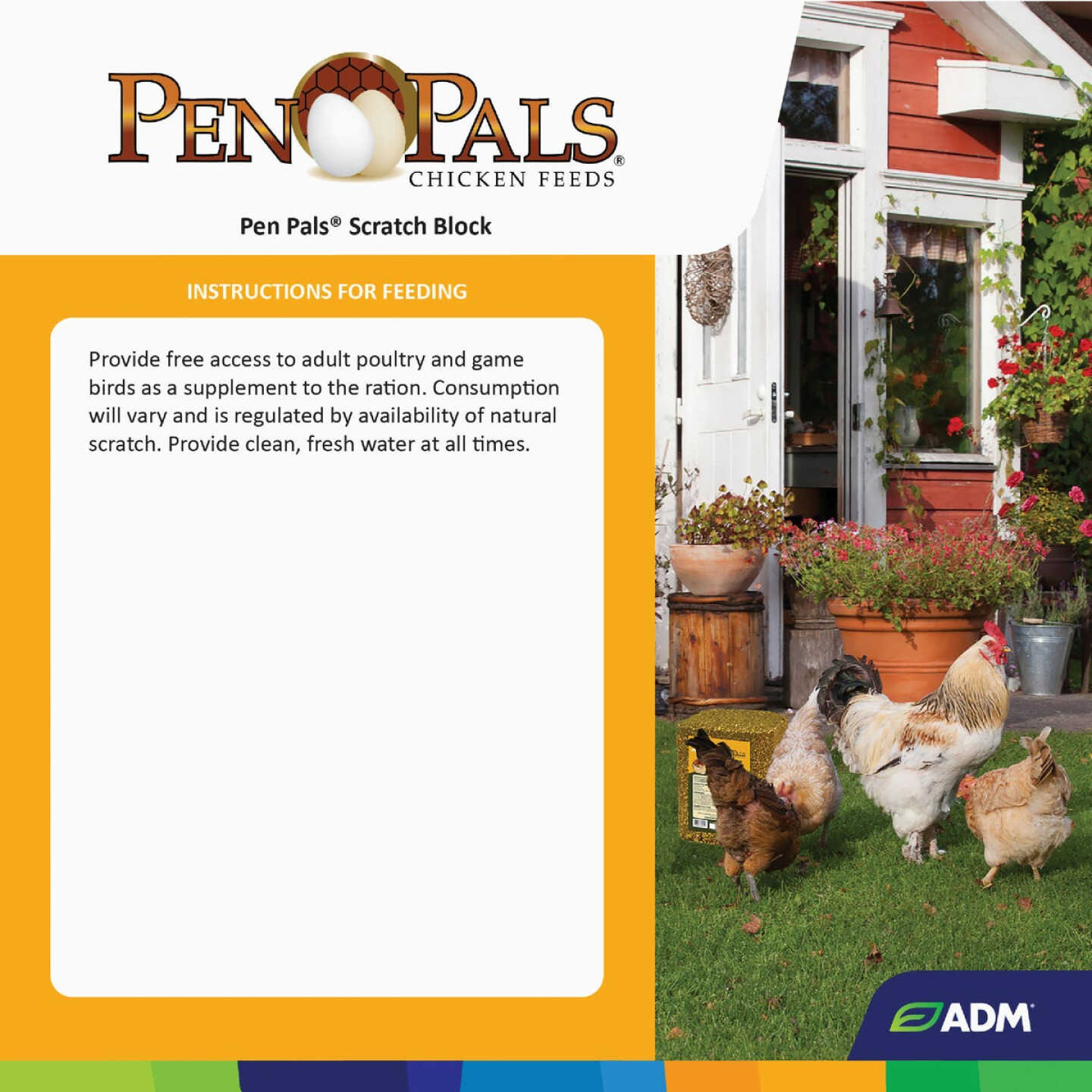 ADM Pen Pals 25 Lb. Poultry Scratch Block Chicken Feed Image 2