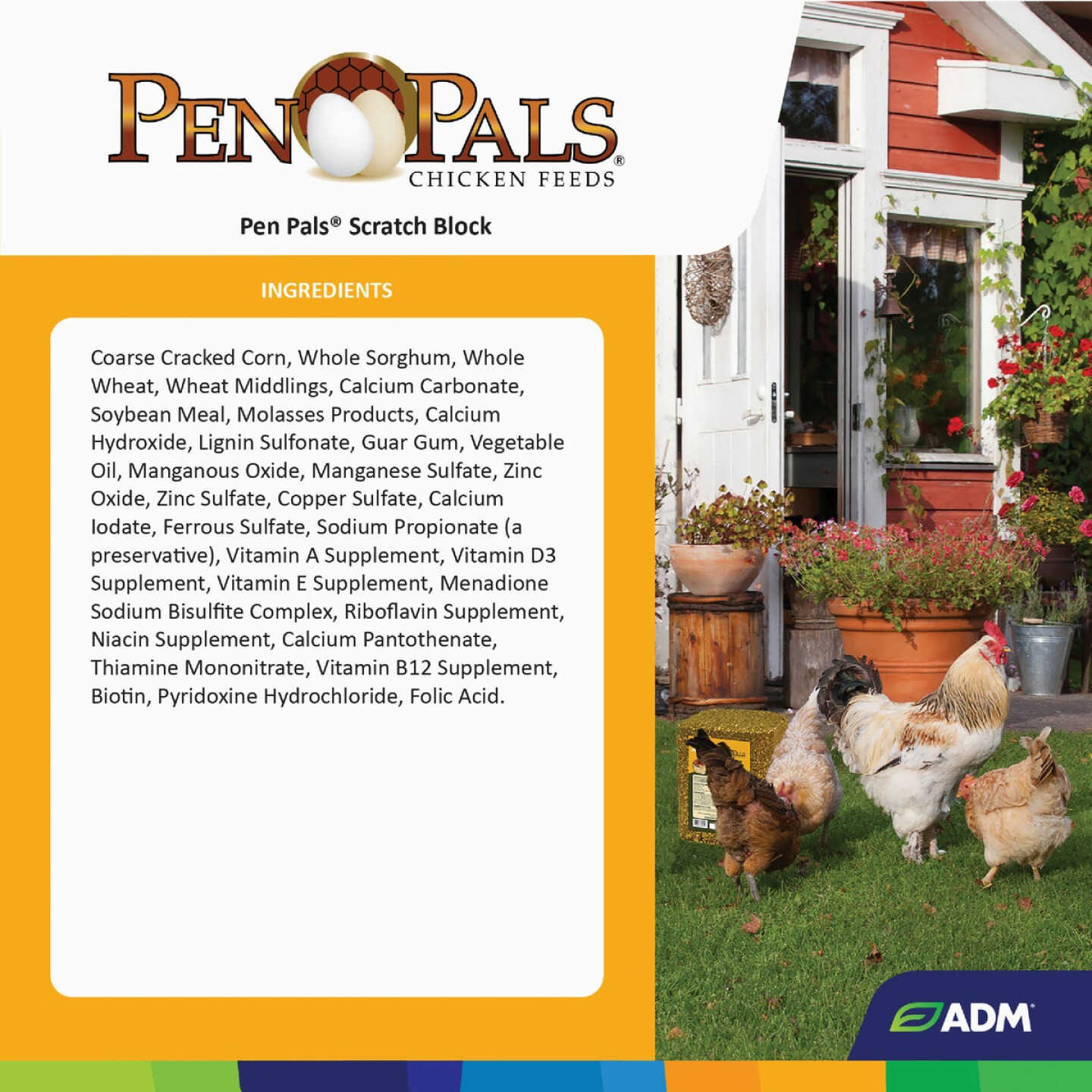 ADM Pen Pals 25 Lb. Poultry Scratch Block Chicken Feed Image 3