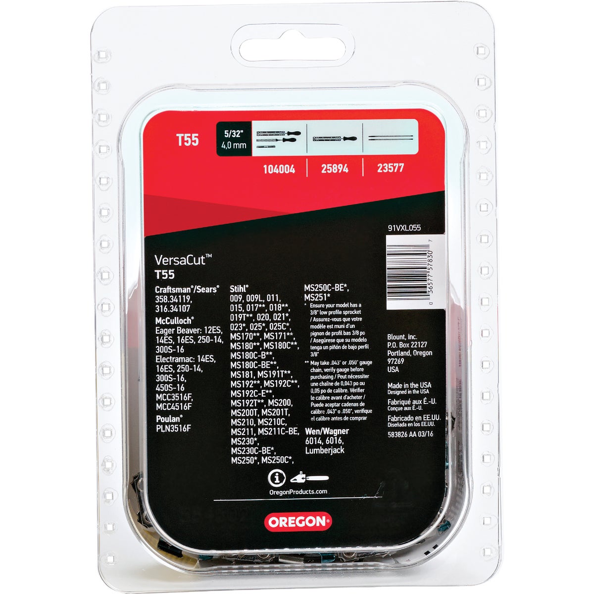 Oregon T55 VersaCut Saw Chain for 16 in. Bar - 55 Drive Links - fits Stihl, Craftsman, McCulloch and Poulan Image 7