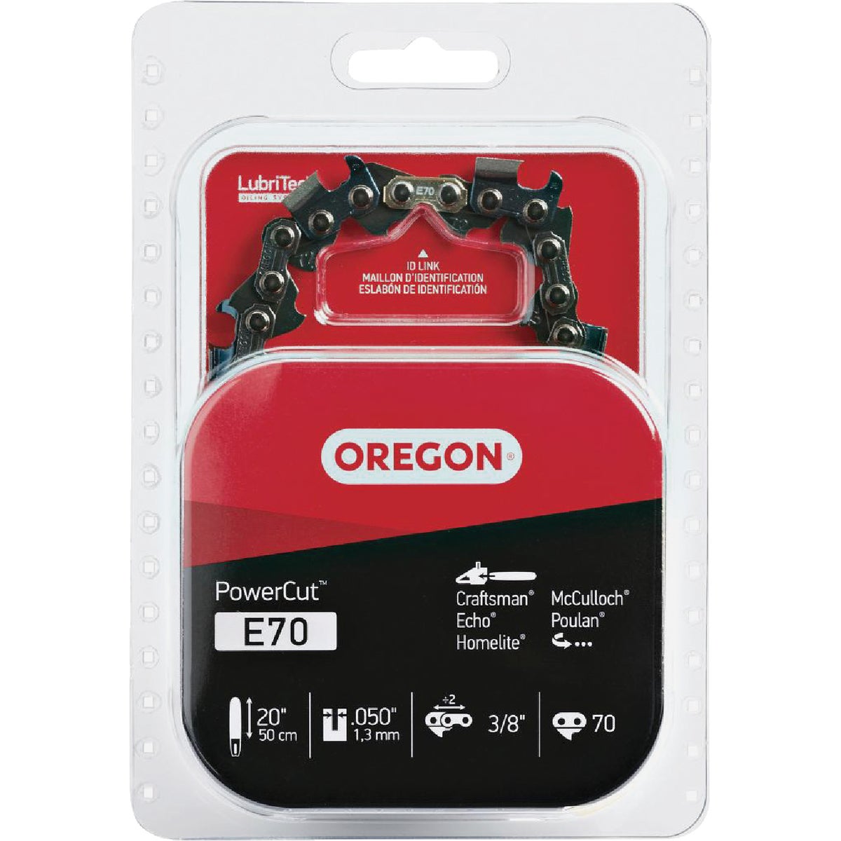 Oregon E70 PowerCut Saw Chain for 20in. Bar - 70 Drive Links - fits Echo, McCulloch, Homelite, Makita, Skil and others Image 1