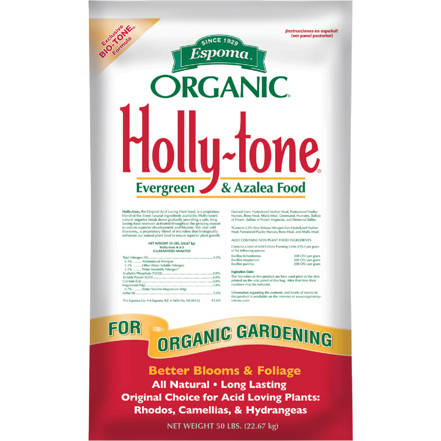 Espoma Organic 50 Lb. 4-3-4 Holly-tone Dry Plant Food Image 1