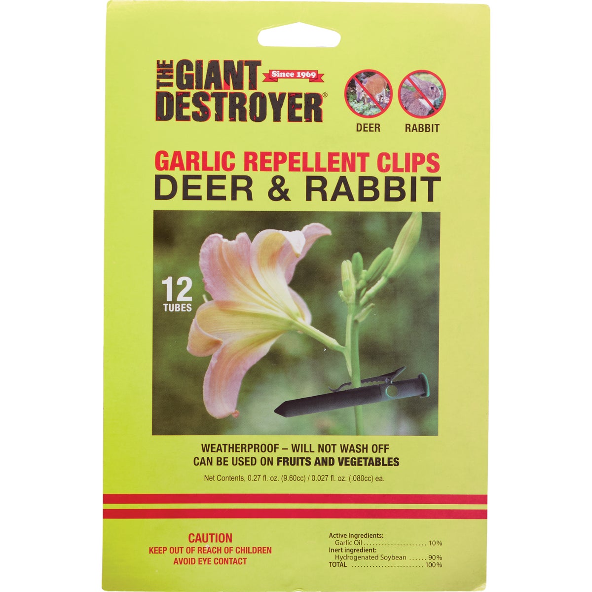 The Giant Destroyer All Natural Garlic Deer & Rabbit Repellent Clips (12-Pack)