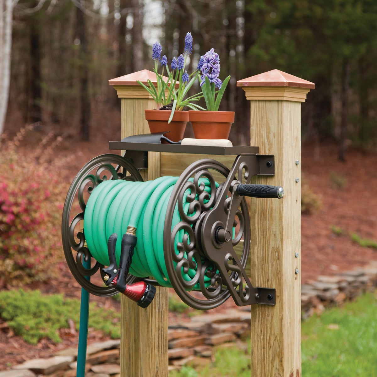 Liberty Garden 125 Ft. x 5/8 In. Bronze Steel Hose Reel Image 3