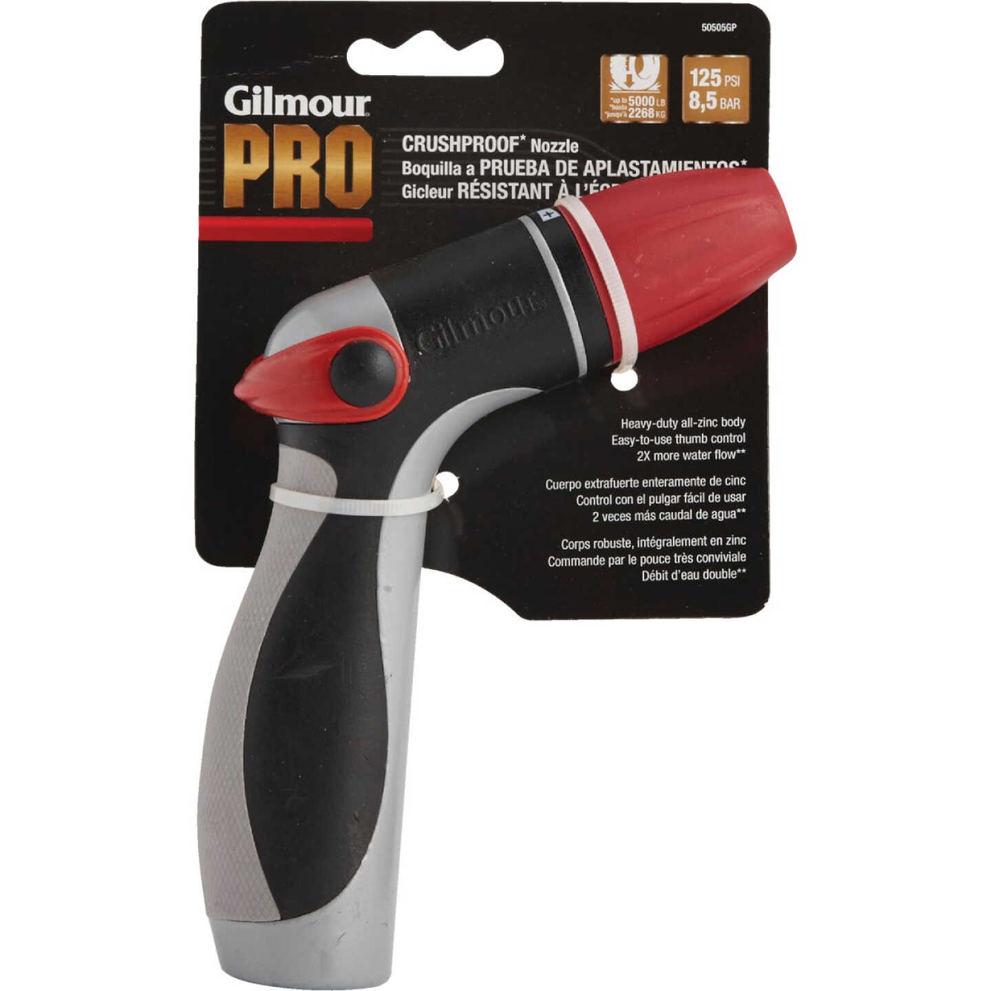 Gilmour Pro Zinc Crush Proof Pistol Nozzle, Black & Gray Image 2