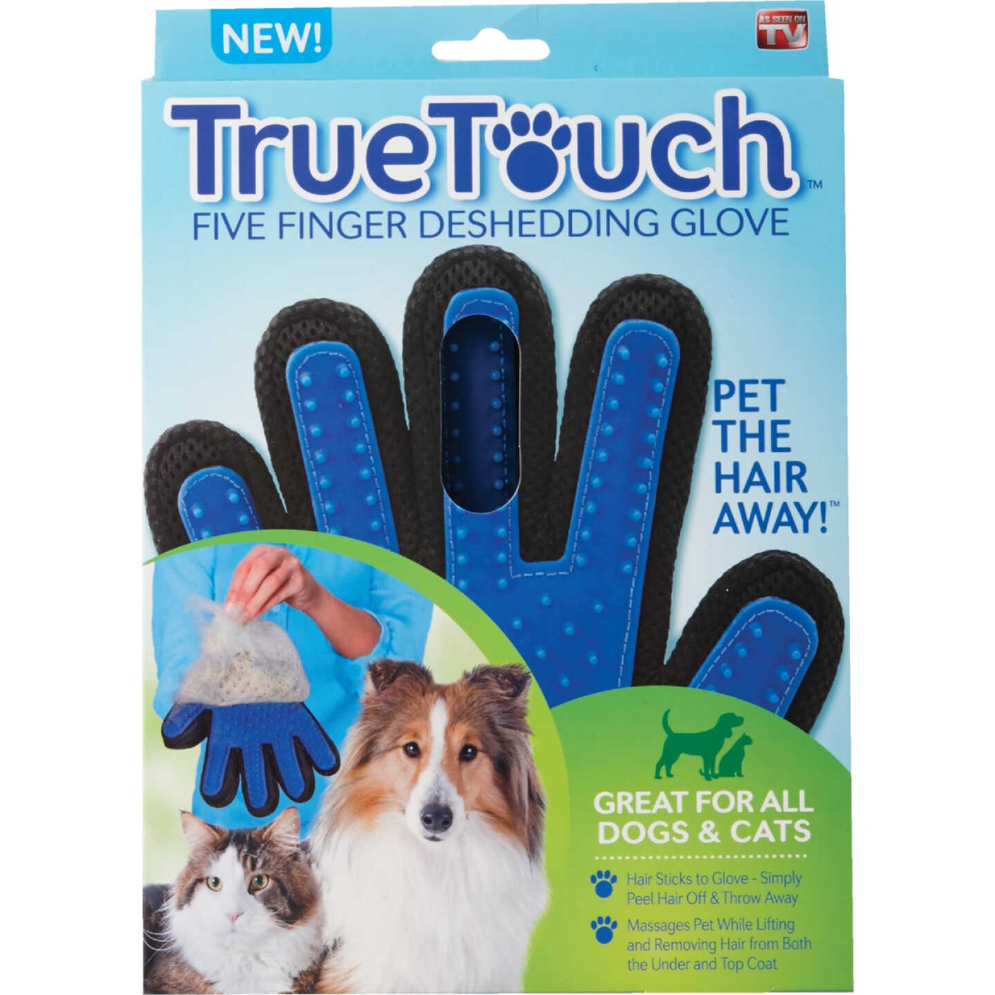 True Touch 2-In-1 Silicone Tip Five Finger Deshedding Pet Glove Image 8