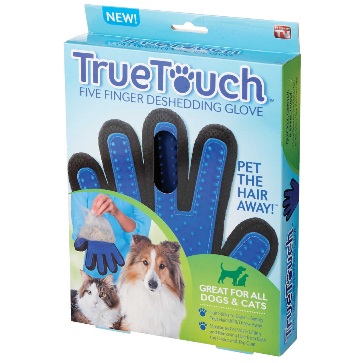 True Touch 2-In-1 Silicone Tip Five Finger Deshedding Pet Glove Image 9