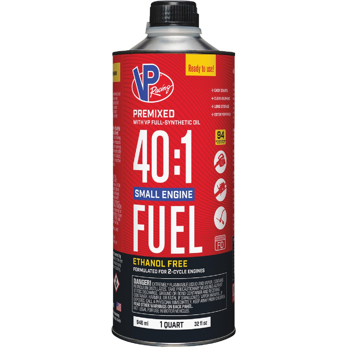 VP Racing Fuels 32 Oz. 40:1 Ethanol-Free Gas & Oil Pre-Mix