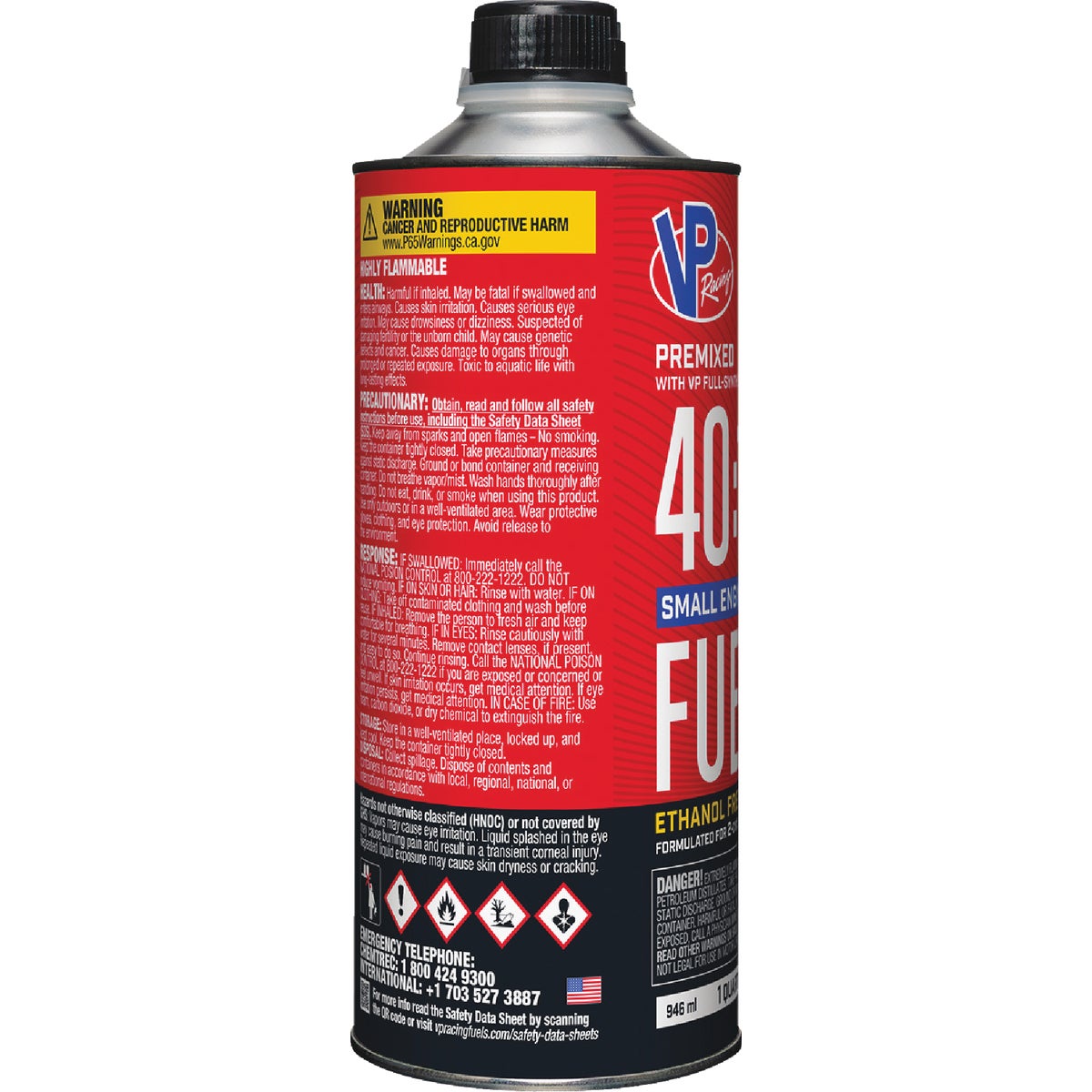 VP Racing Fuels 32 Oz. 40:1 Ethanol-Free Gas & Oil Pre-Mix Image 2