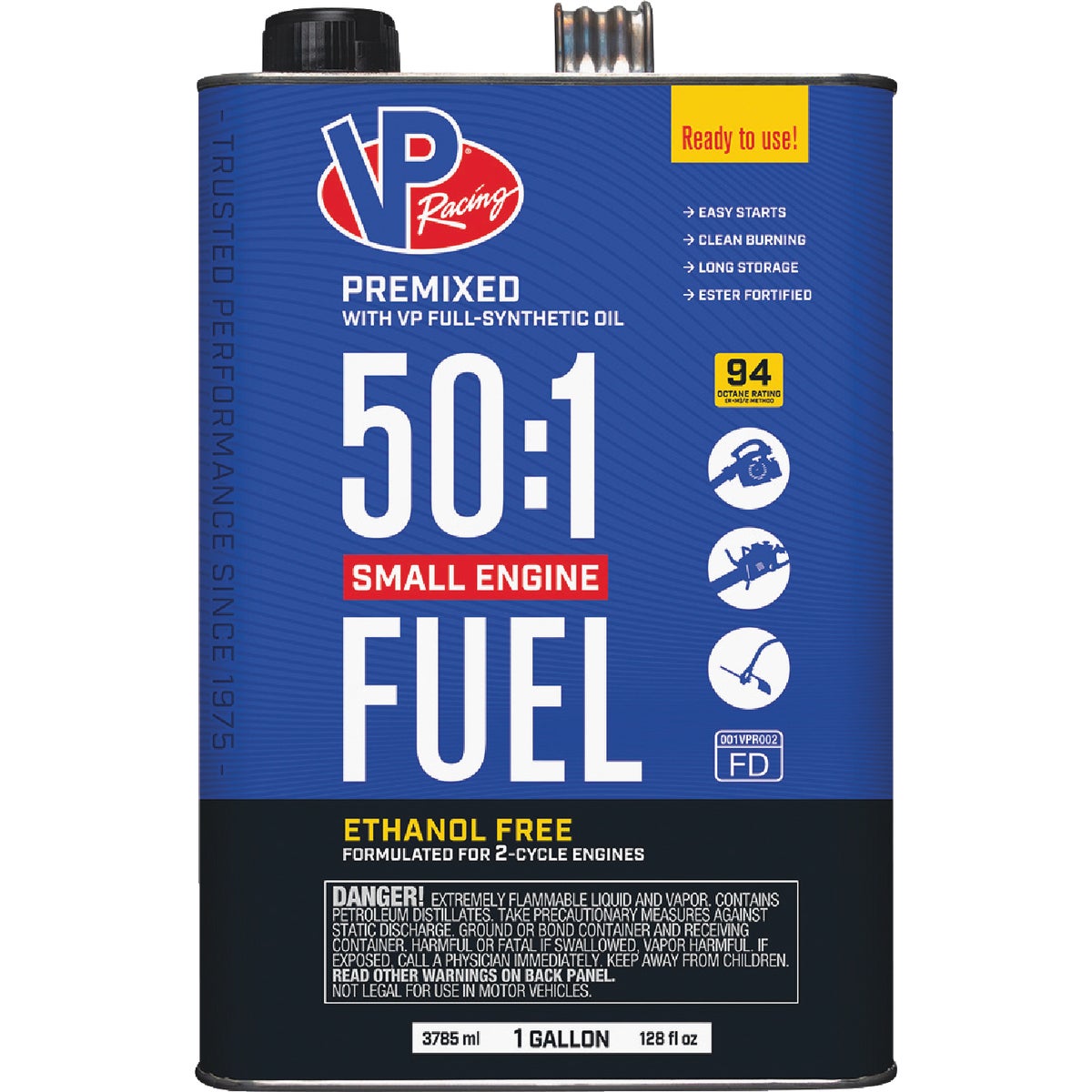 VP Racing Fuels 1 Gal. 50:1 Ethanol-Free Gas & Oil Pre-Mix