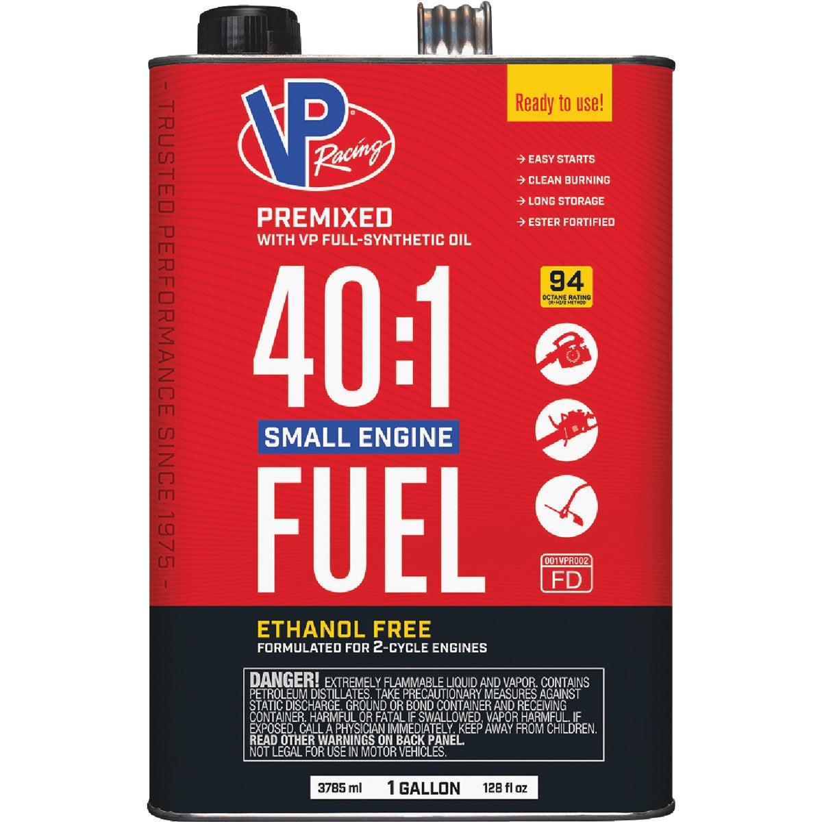 VP Racing Fuels 1 Gal. 40:1 Ethanol-Free Gas & Oil Pre-Mix