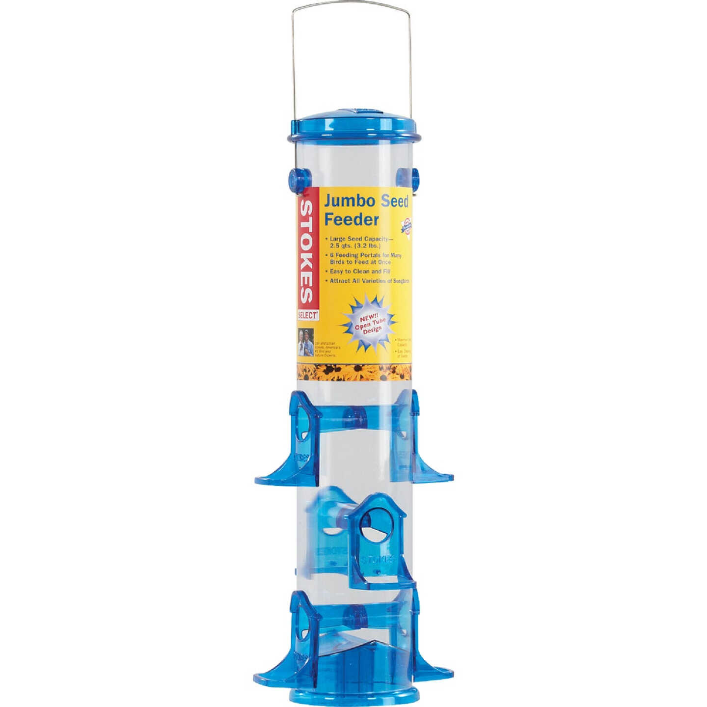 Stokes Select Blue Plastic 3.2 Lb. Capacity Jumbo Tube Bird Feeder Image 1