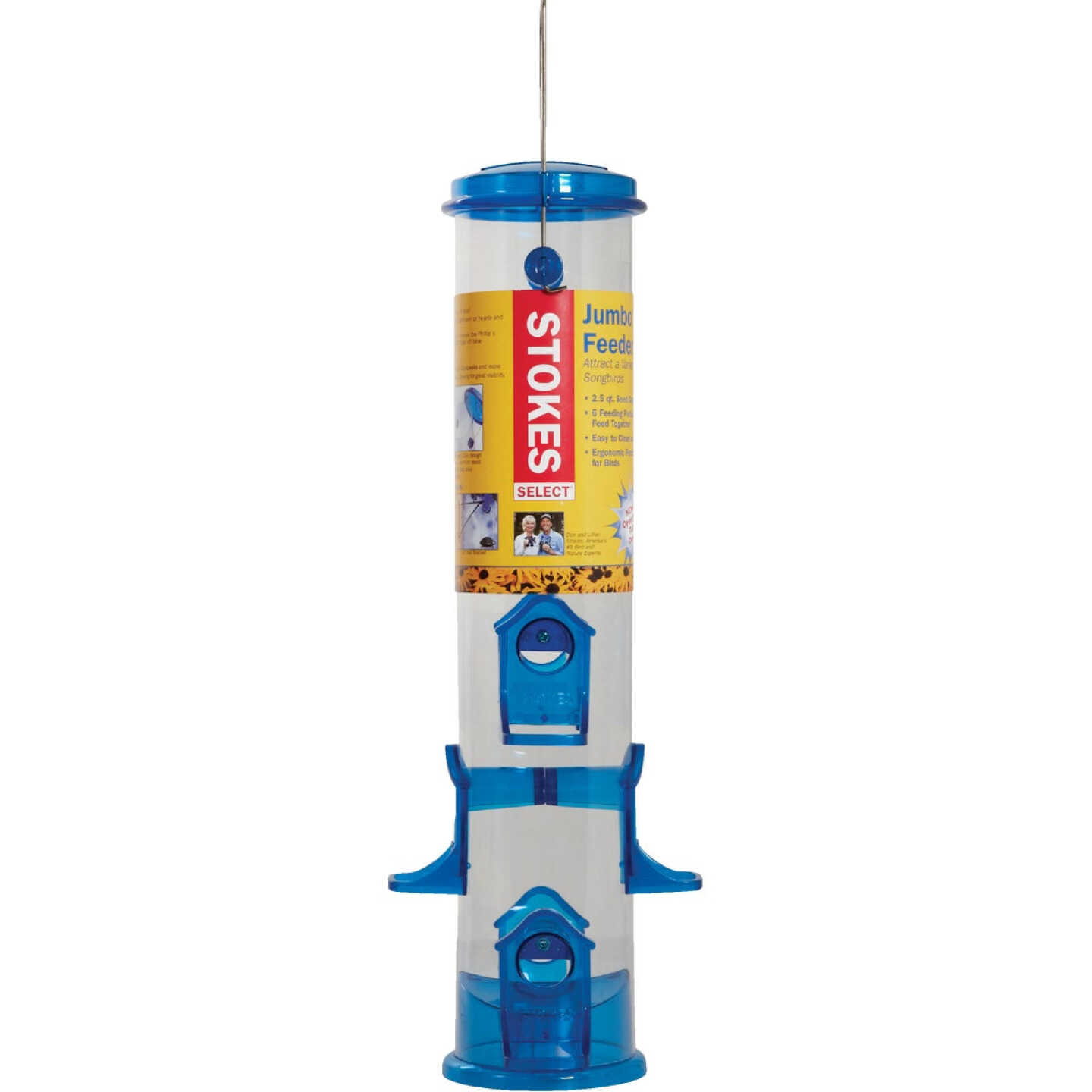 Stokes Select Blue Plastic 3.2 Lb. Capacity Jumbo Tube Bird Feeder Image 3