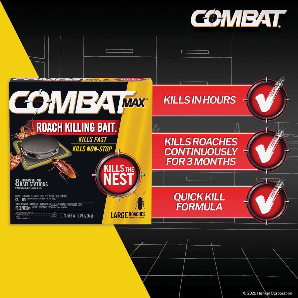 Combat Max 0.49 Oz. Solid Large Roach Bait Station (8-Pack) Image 2