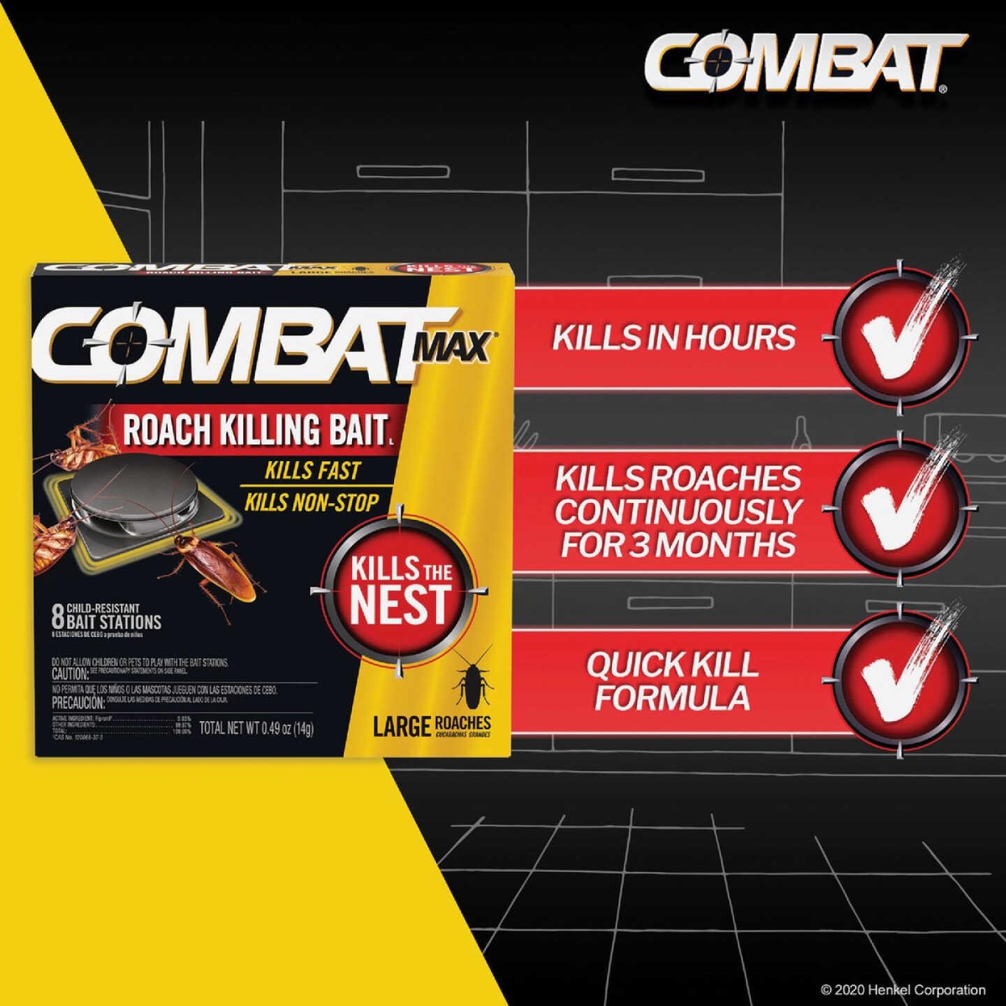 Combat Max 0.49 Oz. Solid Large Roach Bait Station (8-Pack) Image 2