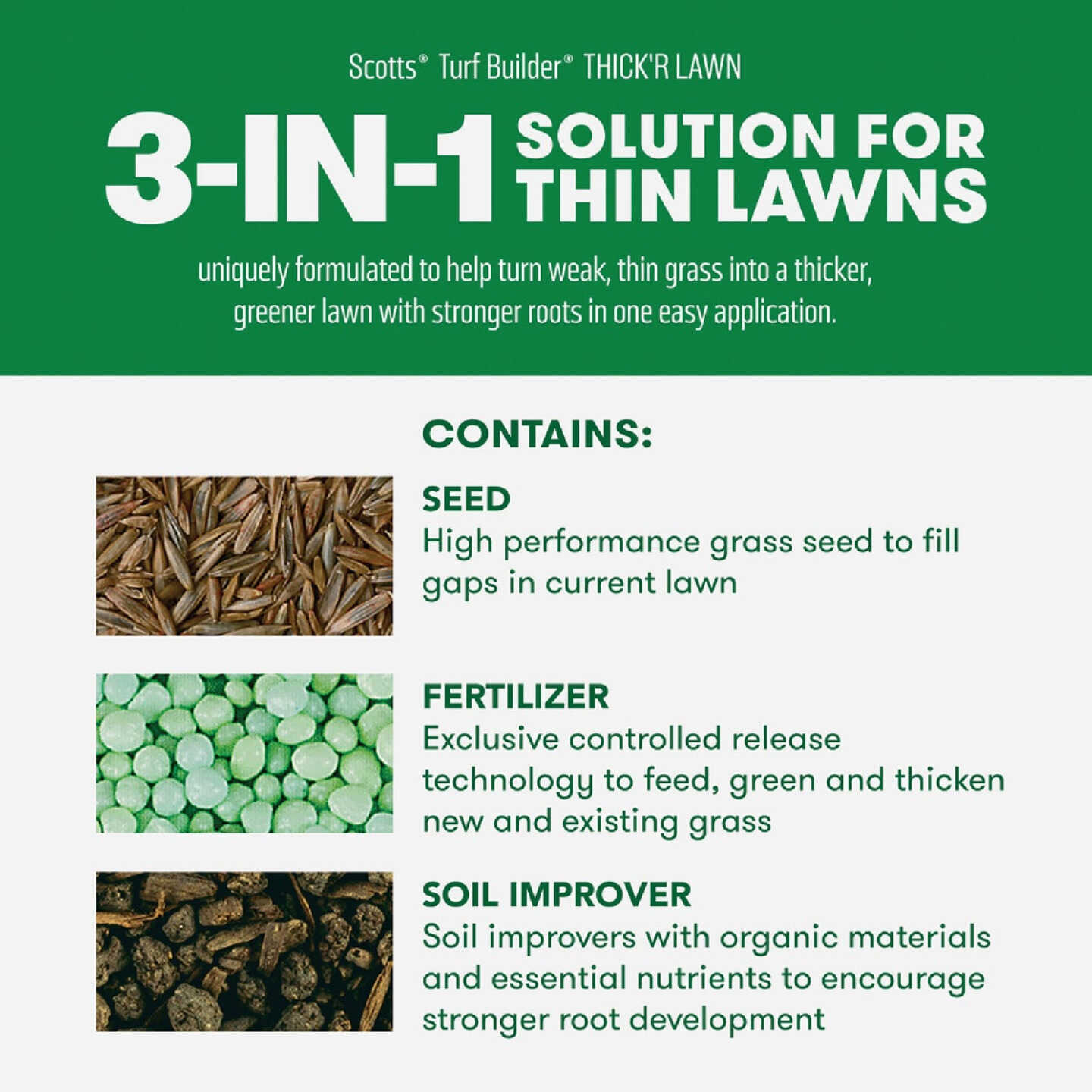 Scotts Turf Builder Thick'R Lawn 40 Lb. 4000 Sq. Ft. Sun & Shade Grass Seed, Fertilizer, and Soil Improver Combination Image 2