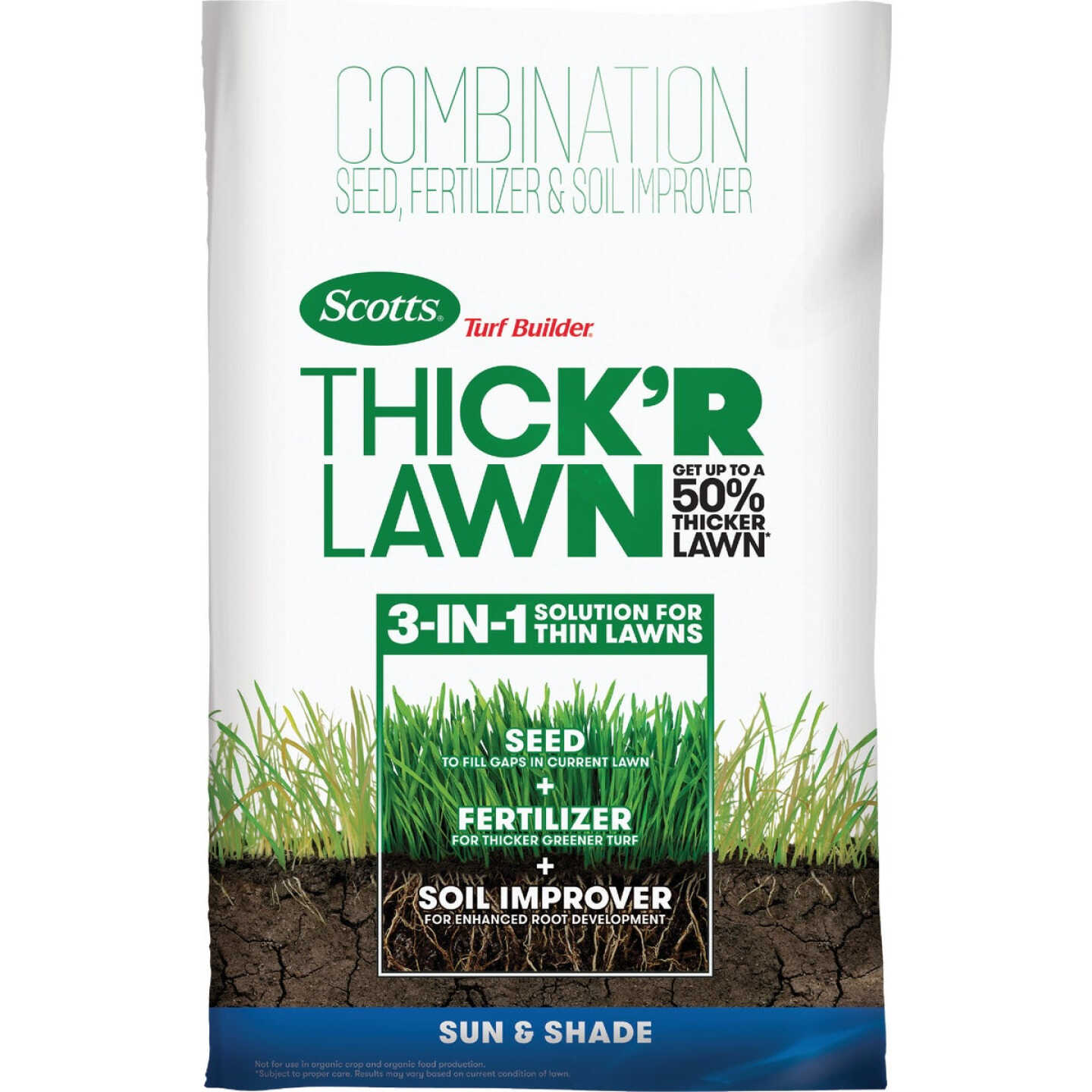 Scotts Turf Builder Thick'R Lawn 40 Lb. 4000 Sq. Ft. Sun & Shade Grass Seed, Fertilizer, and Soil Improver Combination Image 1