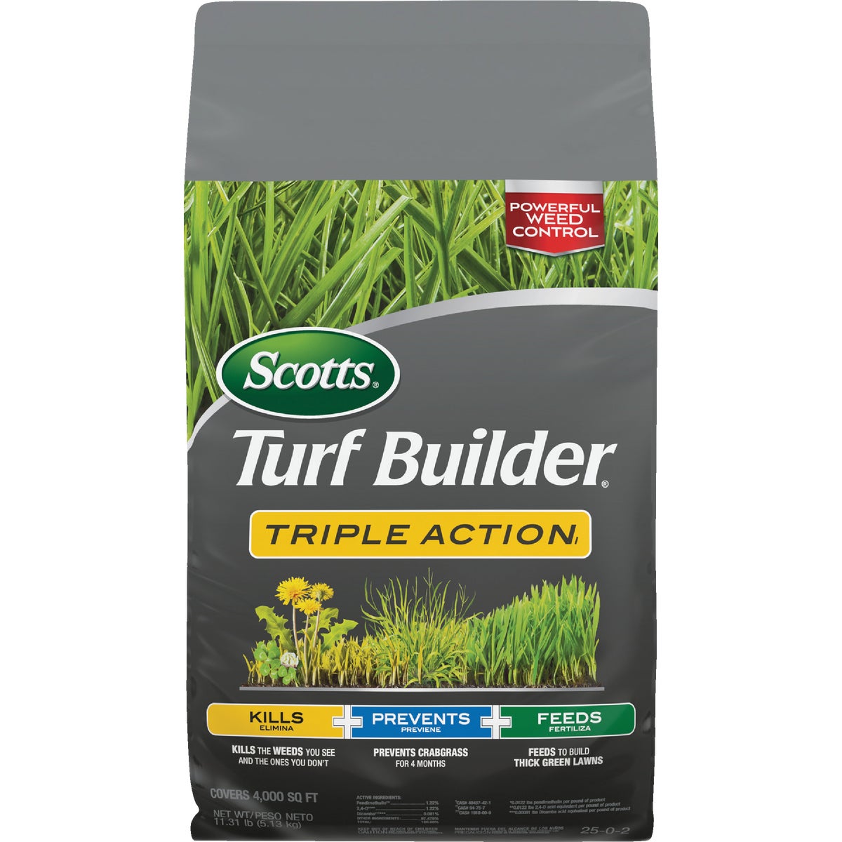 Scotts Turf Builder Triple Action 11.31 Lb. 4000 Sq. Ft. Weed Killer Plus Lawn Fertilizer
