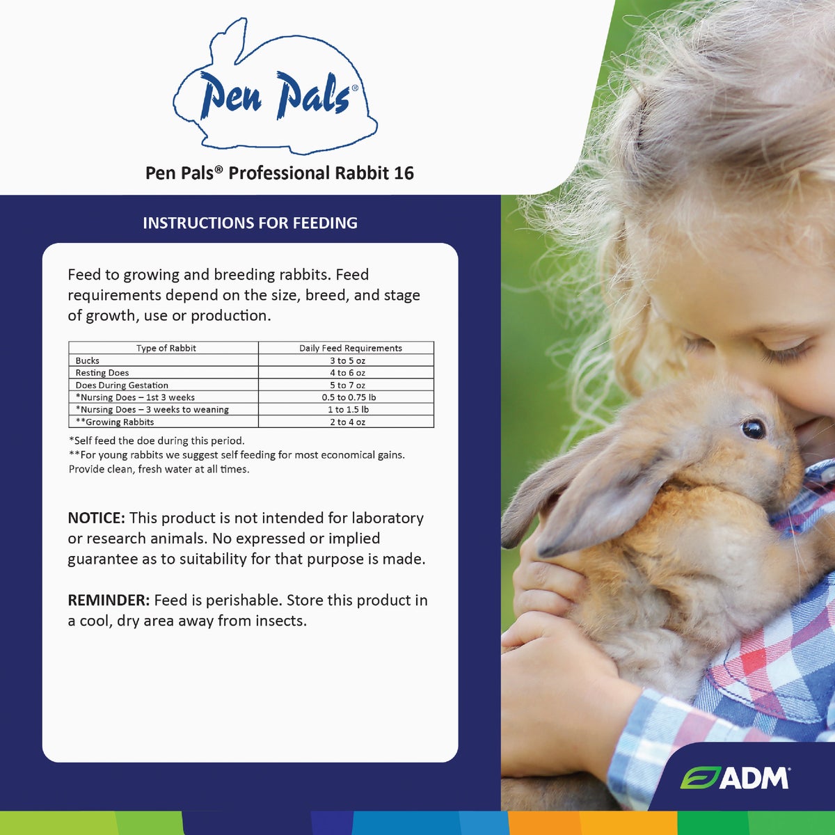 ADM Pen Pals 25 Lb. Rabbit Food Pellets Image 2