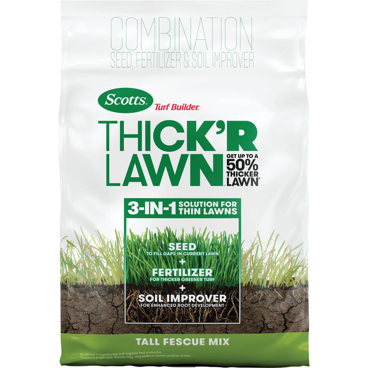 Scotts Turf Builder Thick'R Lawn 40 Lb. 4000 Sq. Ft. Tall Fescue Mix Grass Seed, Fertilizer, and Soil Improver Combination Image 1