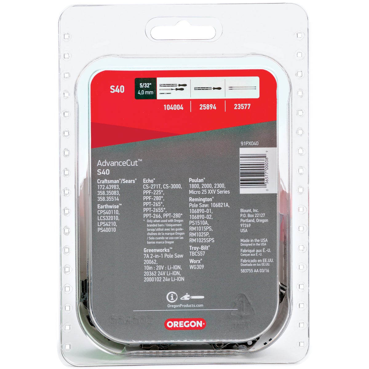 Oregon S40 AdvanceCut Chainsaw Chain for 10-Inch Bar -40 Drive Links   fits Echo, Greenworks, Poulan and more Image 7