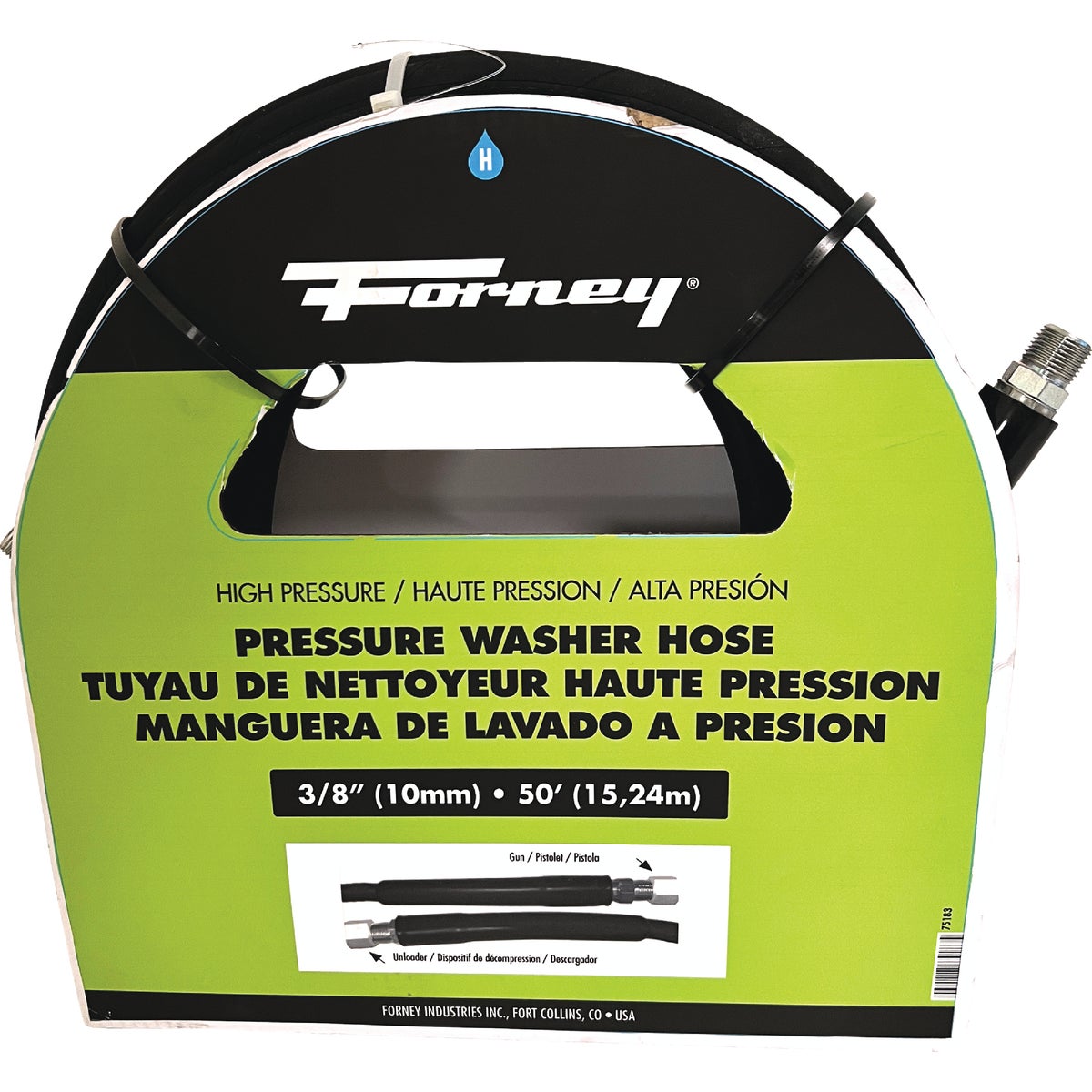 Forney 3/8 In. x 50 Ft. 4000 psi Male Pressure Washer Hose Image 2
