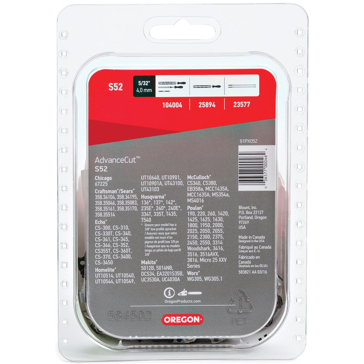 Oregon S52 AdvanceCut Chainsaw Chain for 14-Inch Bar -52 Drive Links   fits Echo, Craftsman, Poulan, Homelite, Makita Husqvarna and more Image 7