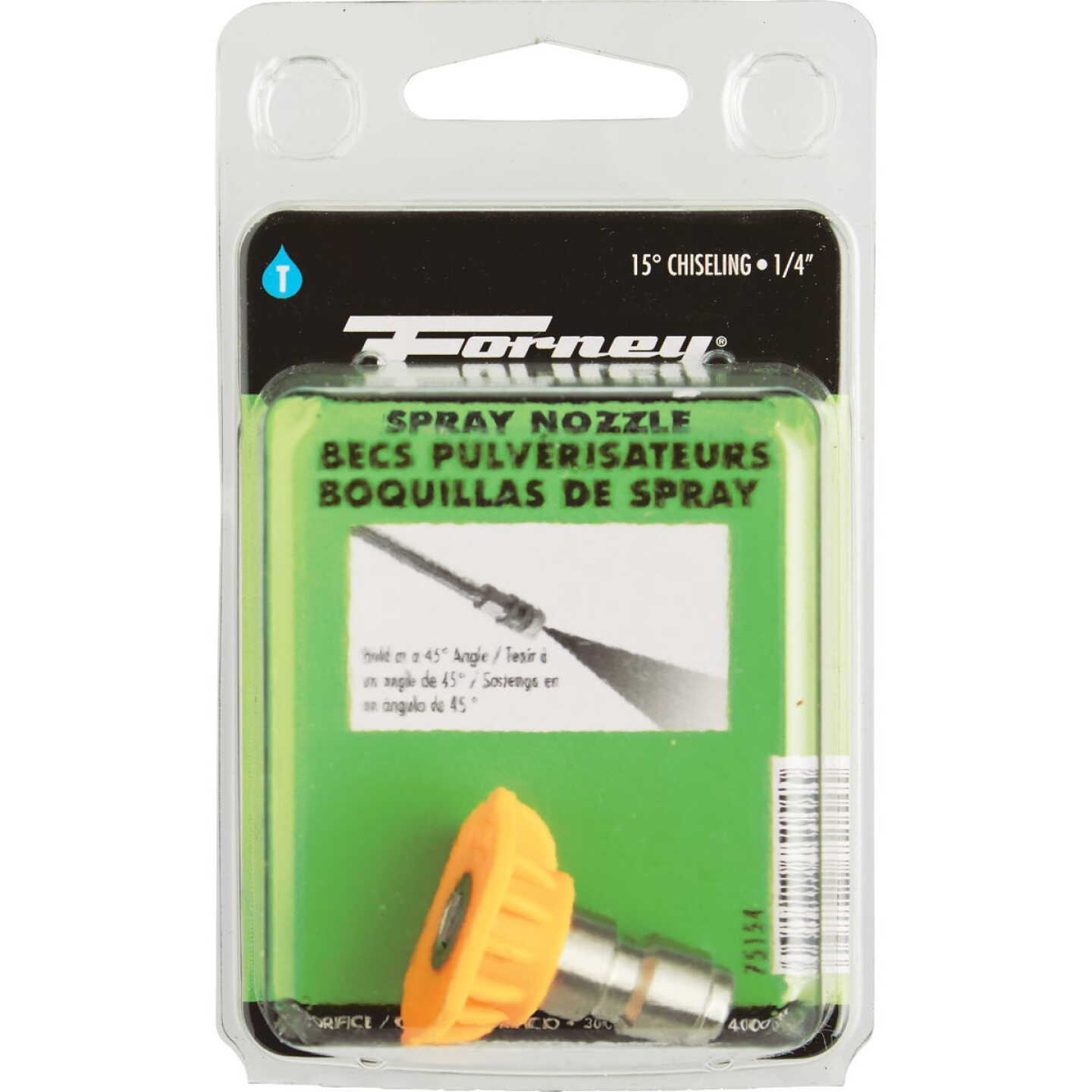 Forney Quick Connect 5.5mm 15 Deg. Yellow Pressure Washer Spray Tip Image 2