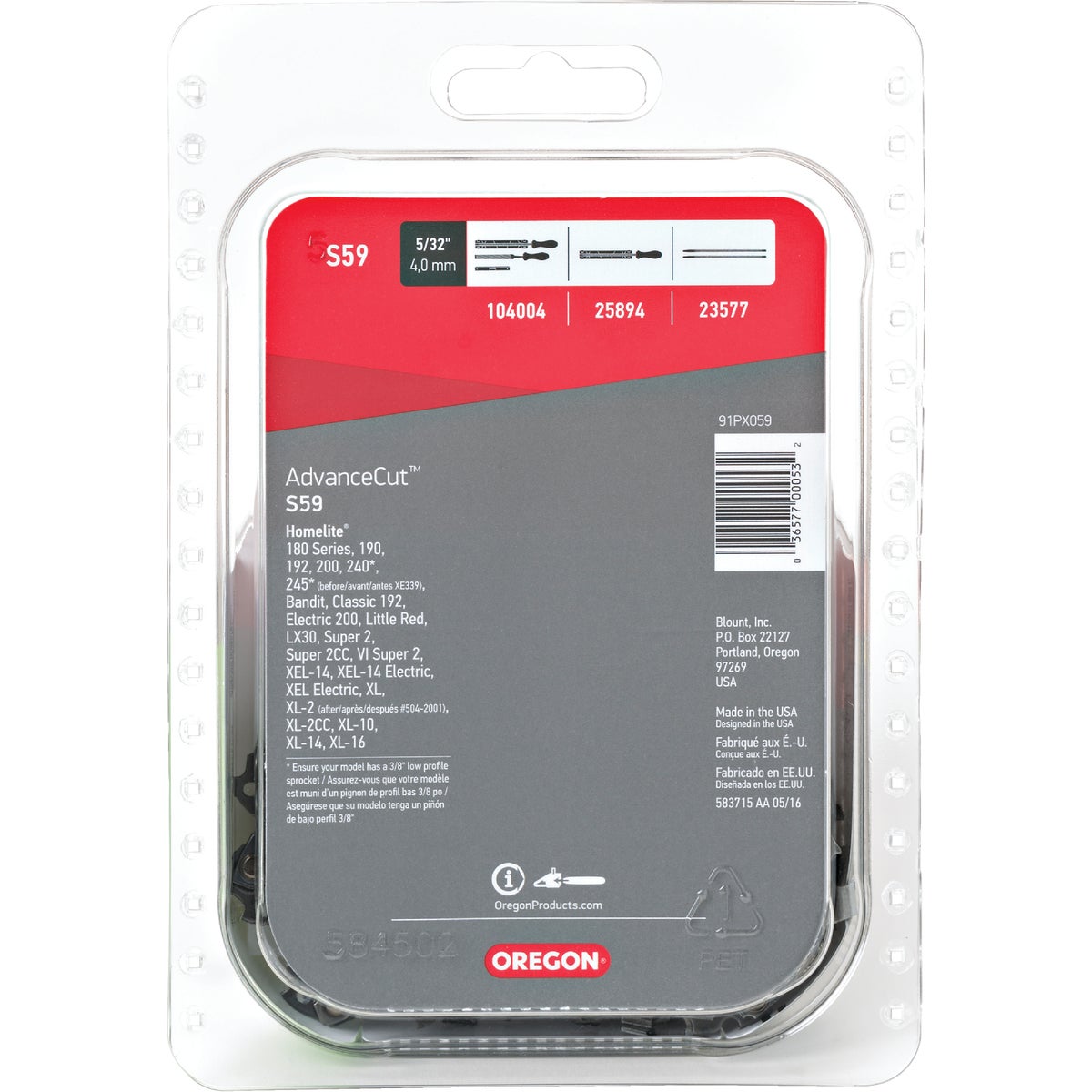 Oregon S59 AdvanceCut Saw Chain for 16 in. Bar - 59 Drive Links - fits Homelite and more Image 7