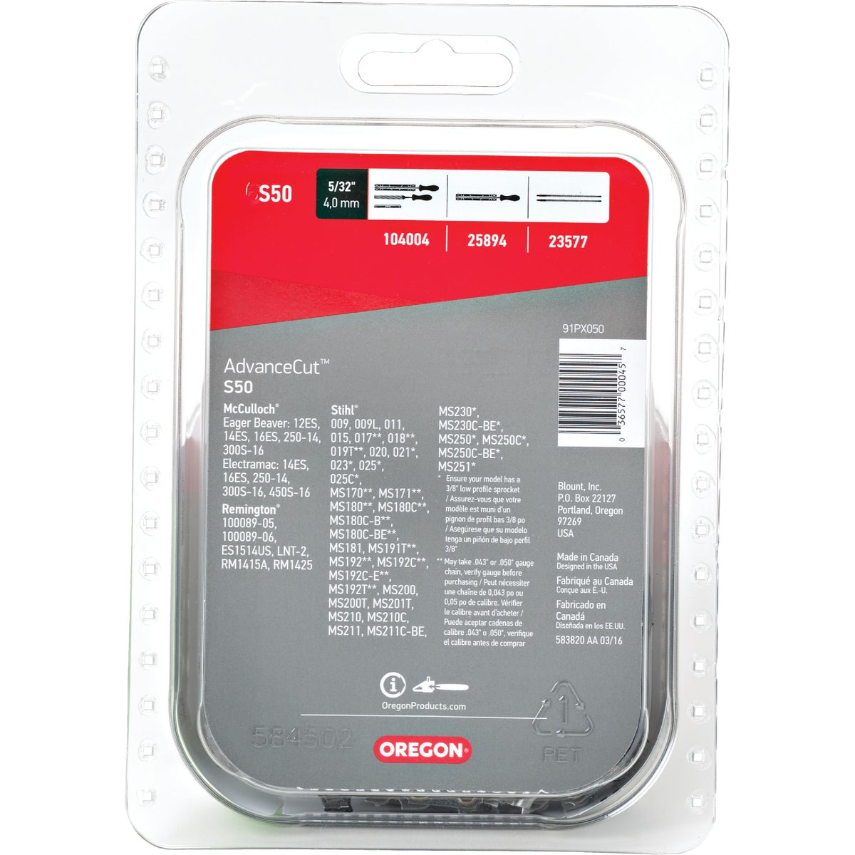 Oregon S50 AdvanceCut Saw Chain for 14 in. Bar - 50 Drive Links - fits Stihl, Remington, McCulloch, Craftsmand Homelite and more Image 7