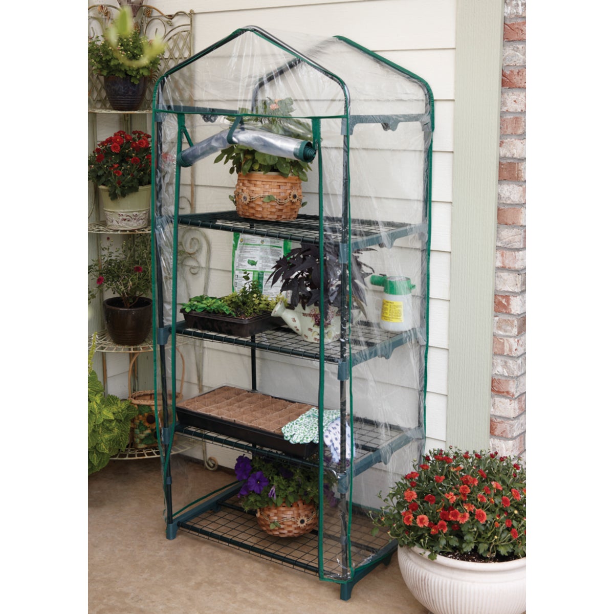 Best Garden 27 In. W. x 63 In. H. x 19 In. D. 4-Shelf Greenhouse Image 2