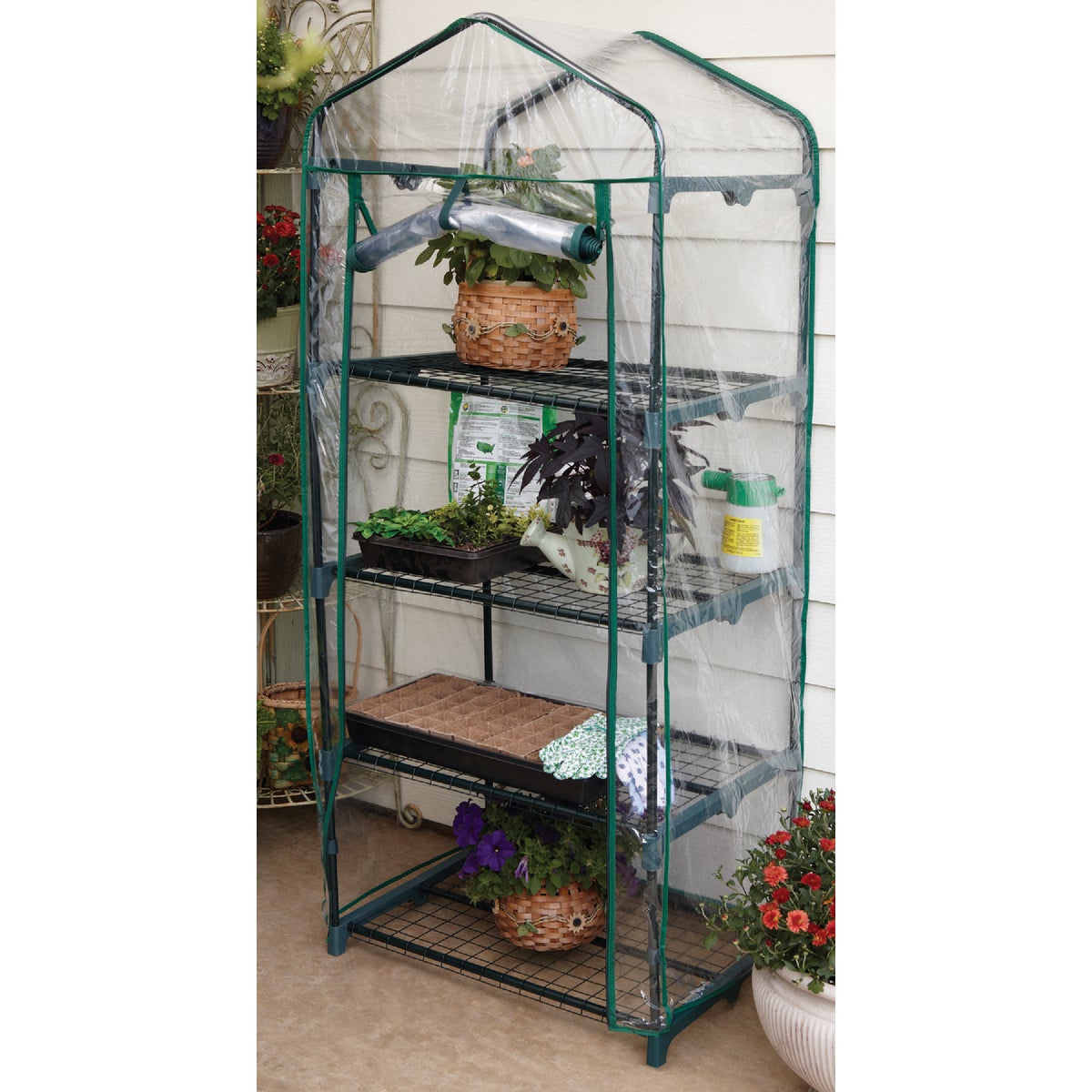 Best Garden 27 In. W. x 63 In. H. x 19 In. D. 4-Shelf Greenhouse Image 3