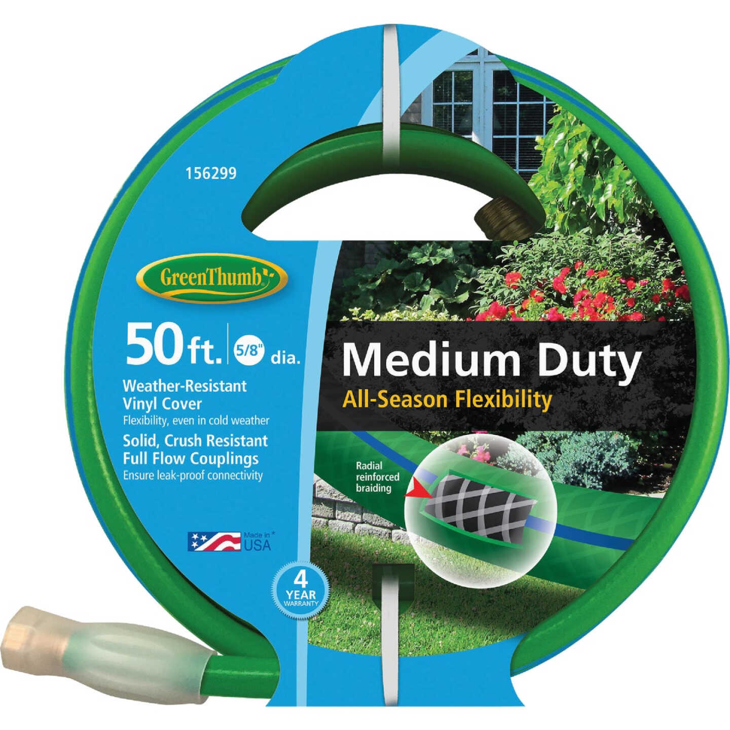 Green Thumb 5/8 In. Dia. x 50 Ft. Medium Duty Vinyl Garden Hose with Guard-N-Grip Image 1