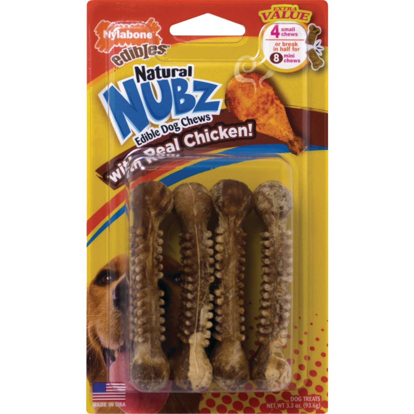 Nylabone Natural Nubz Chicken Small Dog Treats (4-Pack) Image 1