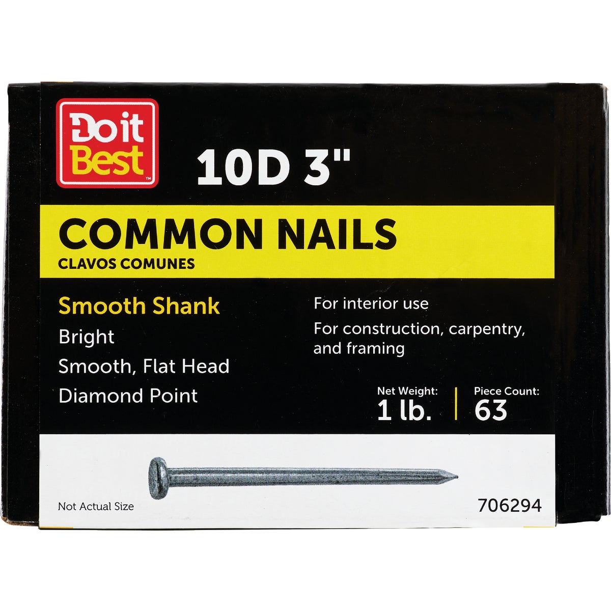 Do it 10d x 3 In. 9 ga Bright Common Nails (66 Ct., 1 Lb.)
