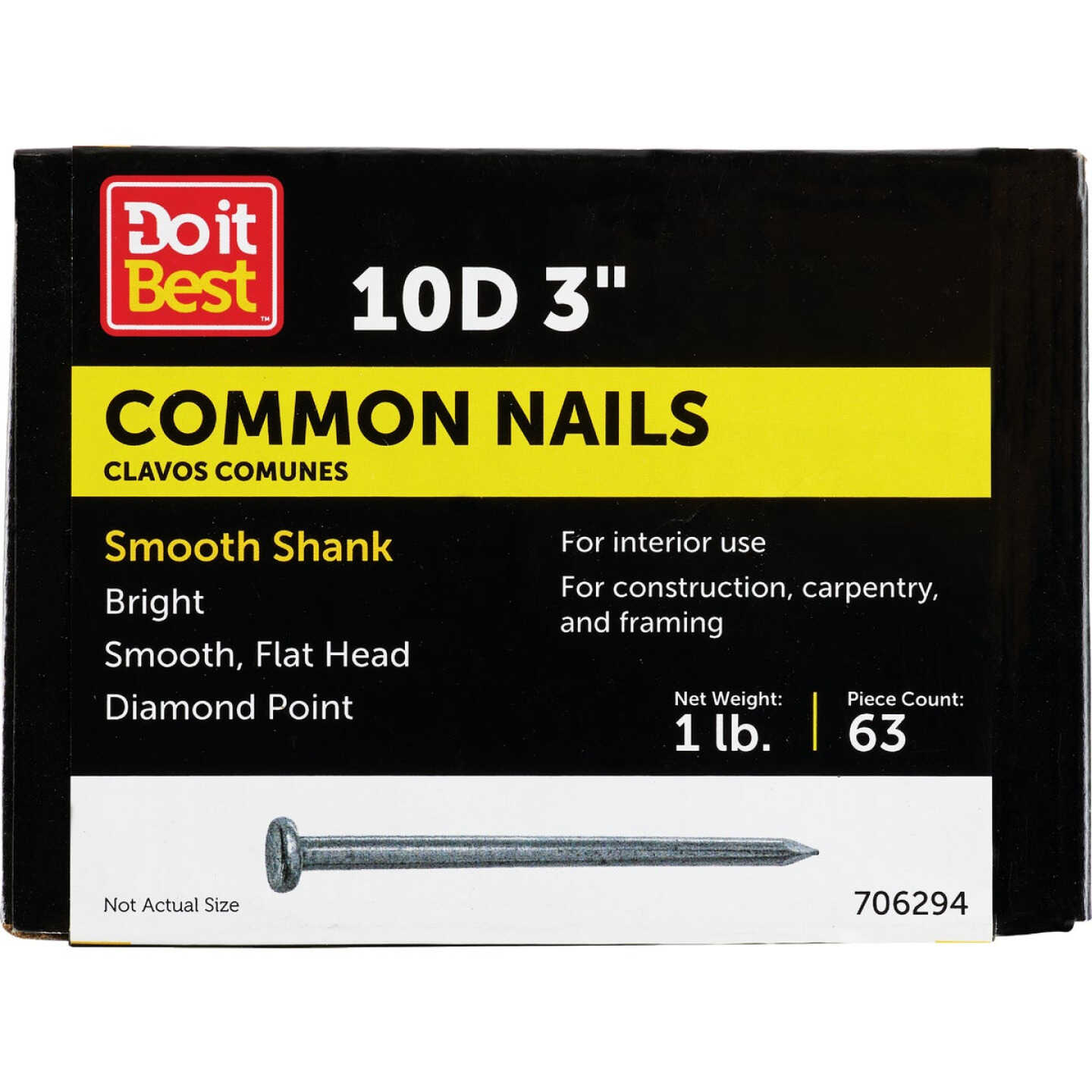 Do it 10d x 3 In. 9 ga Bright Common Nails (66 Ct., 1 Lb.) Image 1