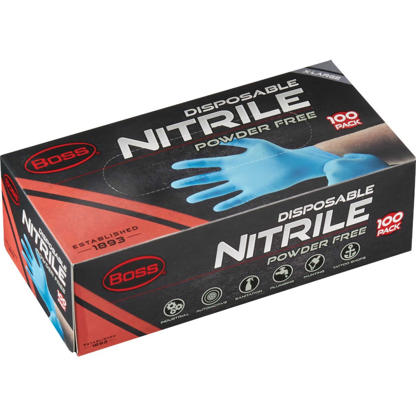 Boss XL Blue Nitrile 4 Mil Disposable Gloves (100-Pack) Image 2