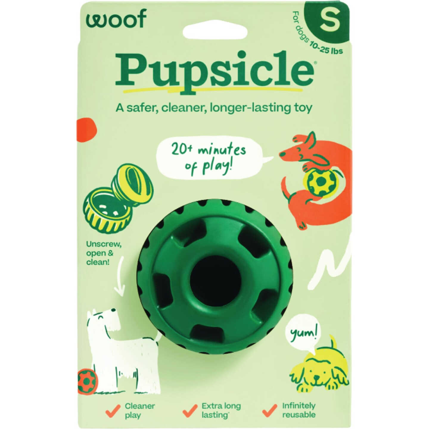 Woof Pupsicle Small Green Dog Toy Image 1