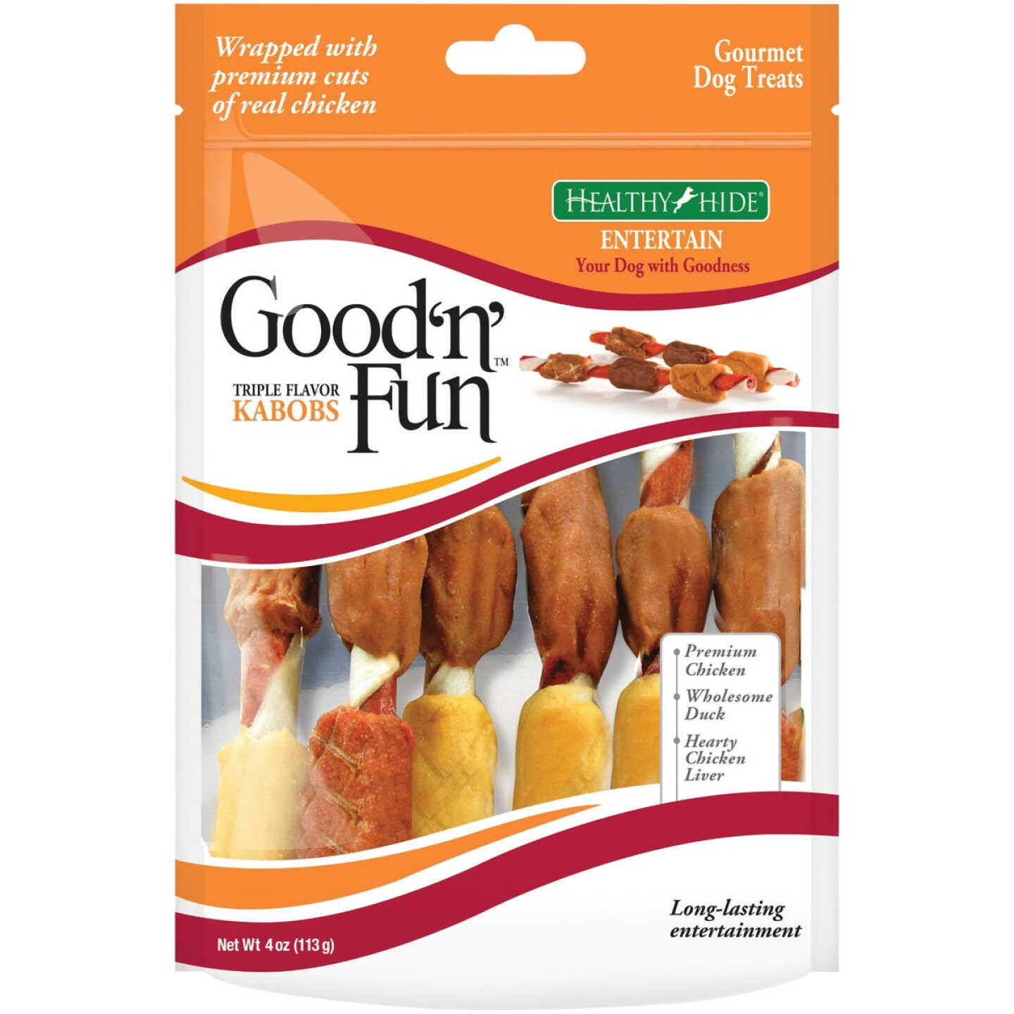 Healthy Hide Good 'n Fun Triple Flavor Kabobs Chicken, Duck, & Chicken Liver Dog Treat, 4 Oz. Image 1