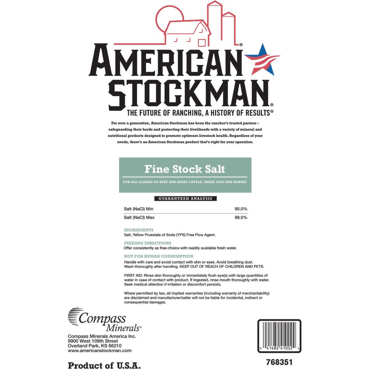 American Stockman 50 Lb. Fine Stock Salt Image 3