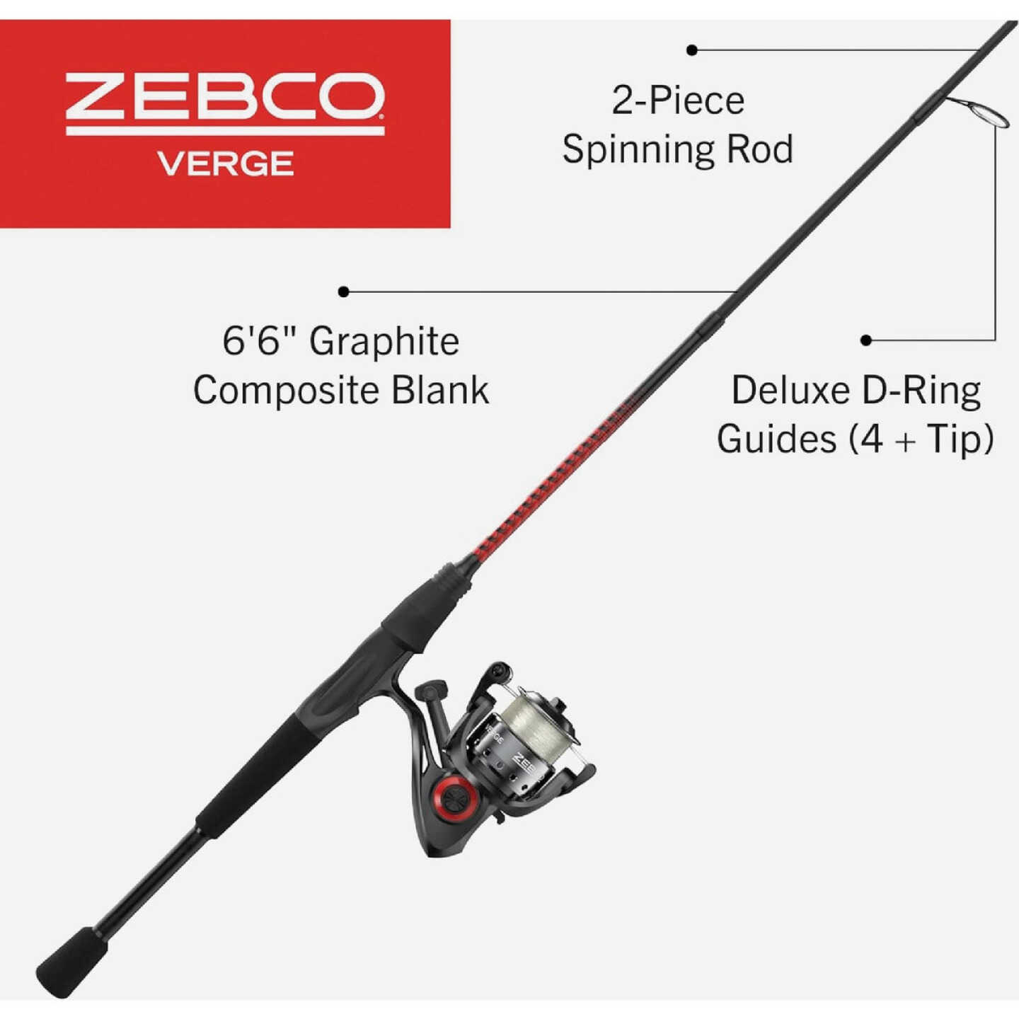 Zebco Verge 6 Ft. 6 In. Graphite Fishing Rod & Medium Spinning Reel Image 2
