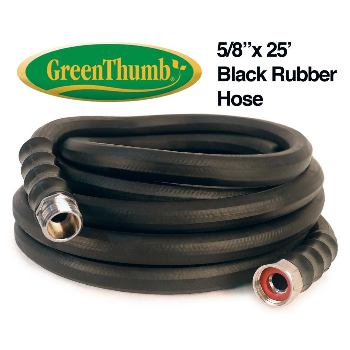 Green Thumb 5/8 In. Dia. x 25 Ft. Black Rubber Hot Water Garden Hose Image 1