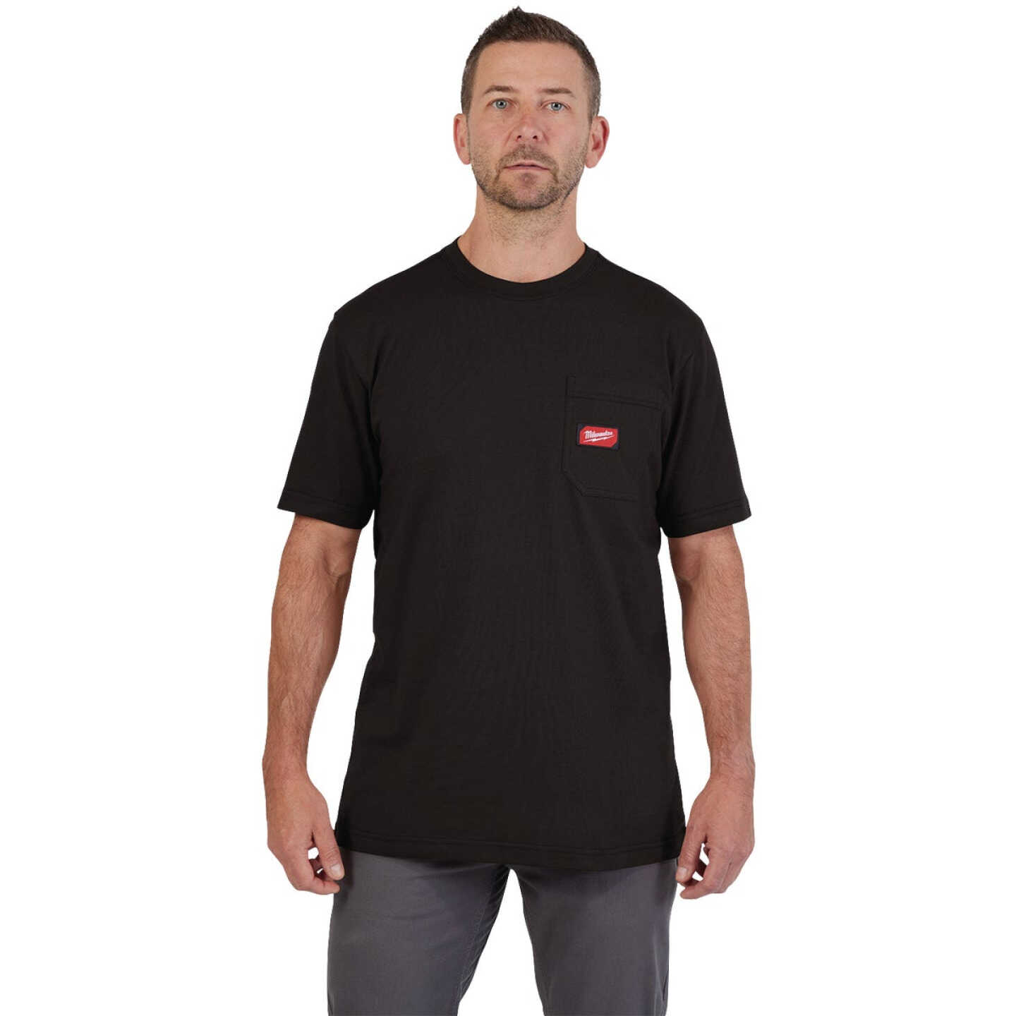 Milwaukee GridIron 2XL Black Short Sleeve Heavy-Duty Pocket T-Shirt Image 3