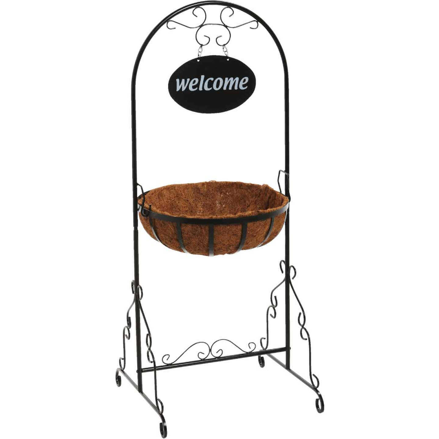 Best Garden Black Rust Resistant Steel 43 In. H. Welcome Plant Stand Image 1