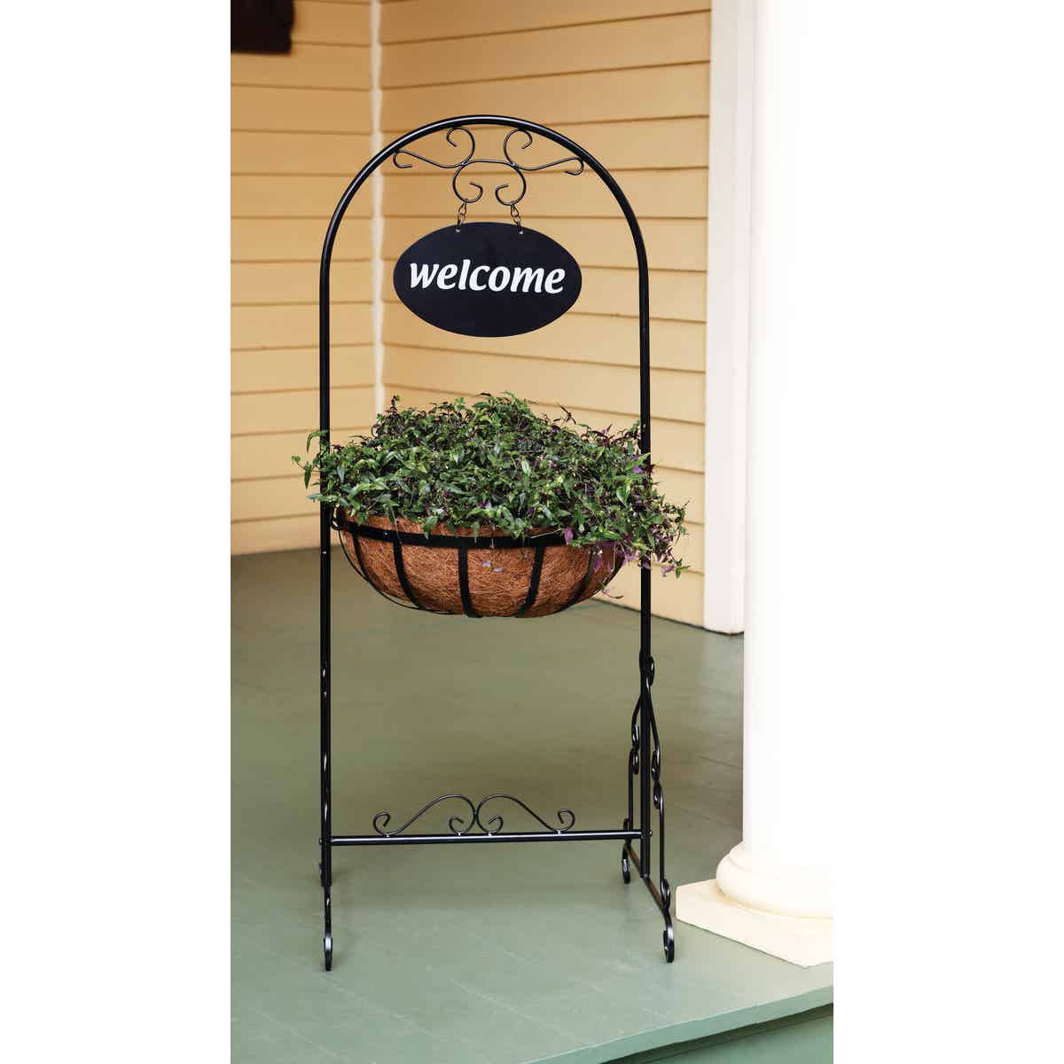 Best Garden Black Rust Resistant Steel 43 In. H. Welcome Plant Stand Image 4