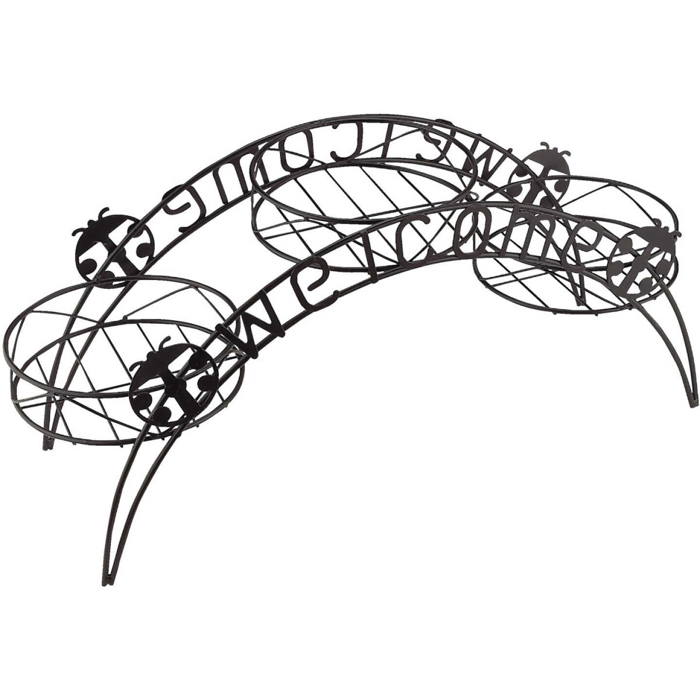 Best Garden Black Epoxy-Coated Steel 11 In. H. Welcome Plant Stand Image 1