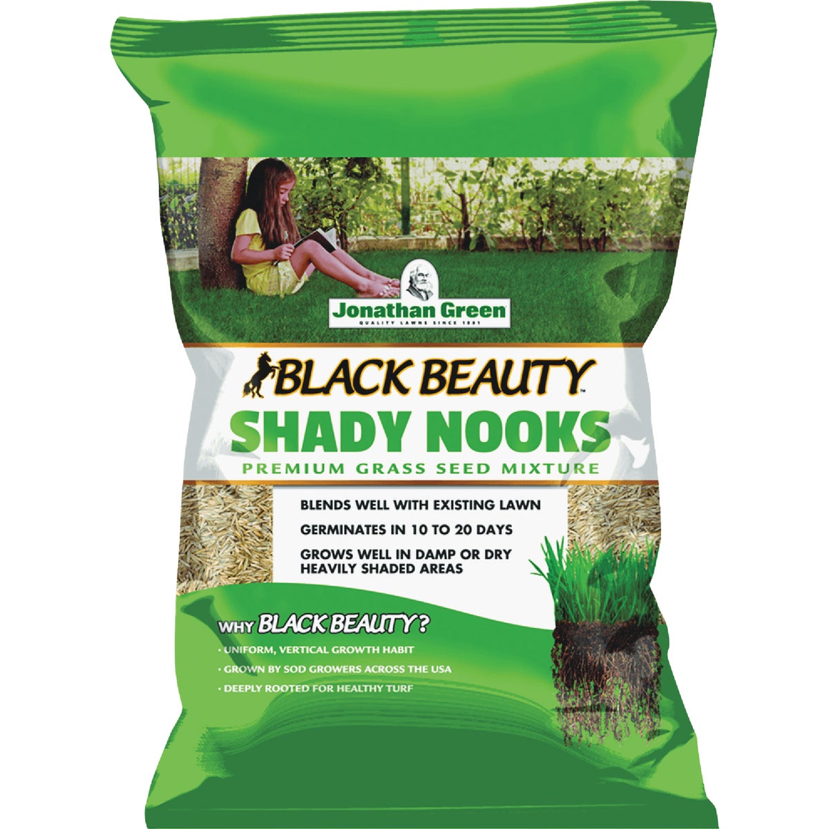 Jonathan Green Black Beauty Shady Nooks 25 Lb. 9375 Sq. Ft. Coverage Trivialis, Fescue, Ryegrass Grass Seed